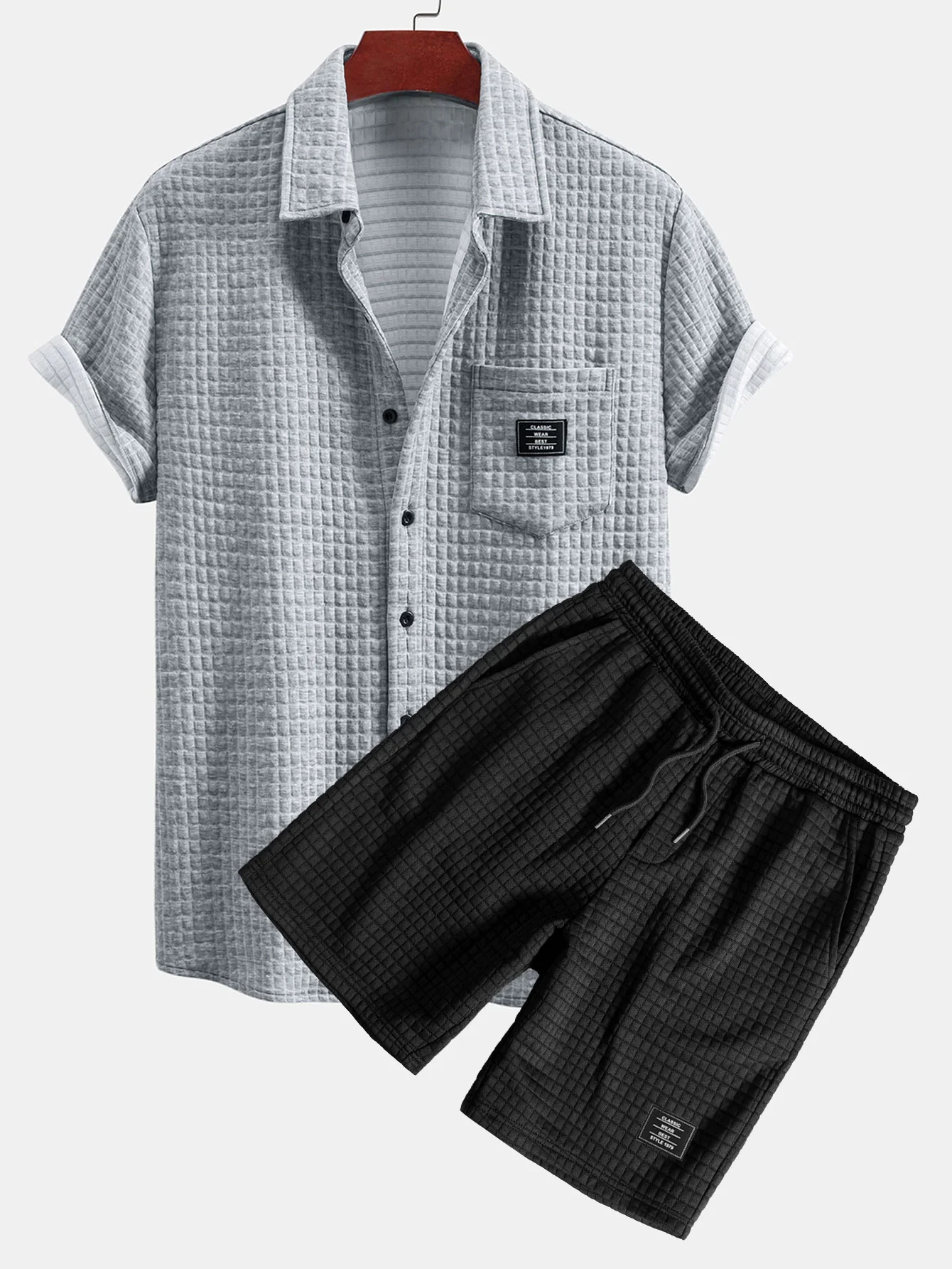 Kurzarm-Waffelshirt & Waffel-Drawstring-Shorts - Image 4