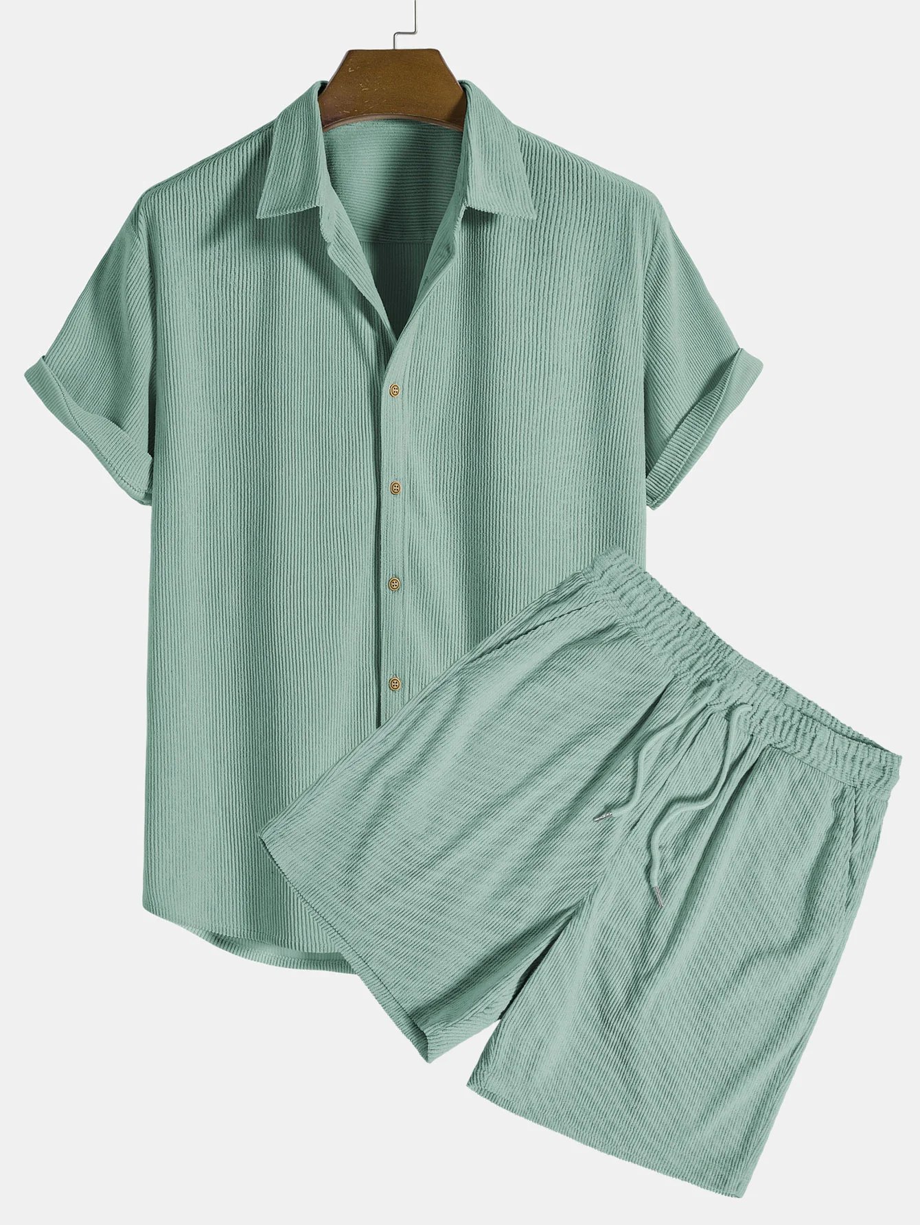 Kurzärmliges Cordhemd mit Knöpfen & Shorts - Image 3