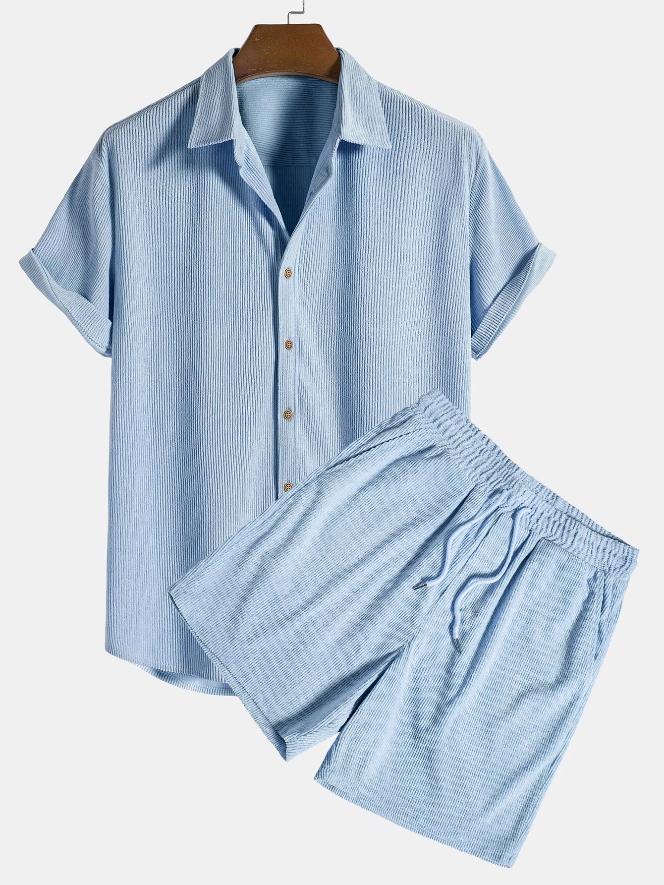 Kurzärmliges Cordhemd mit Knöpfen & Shorts - Image 4