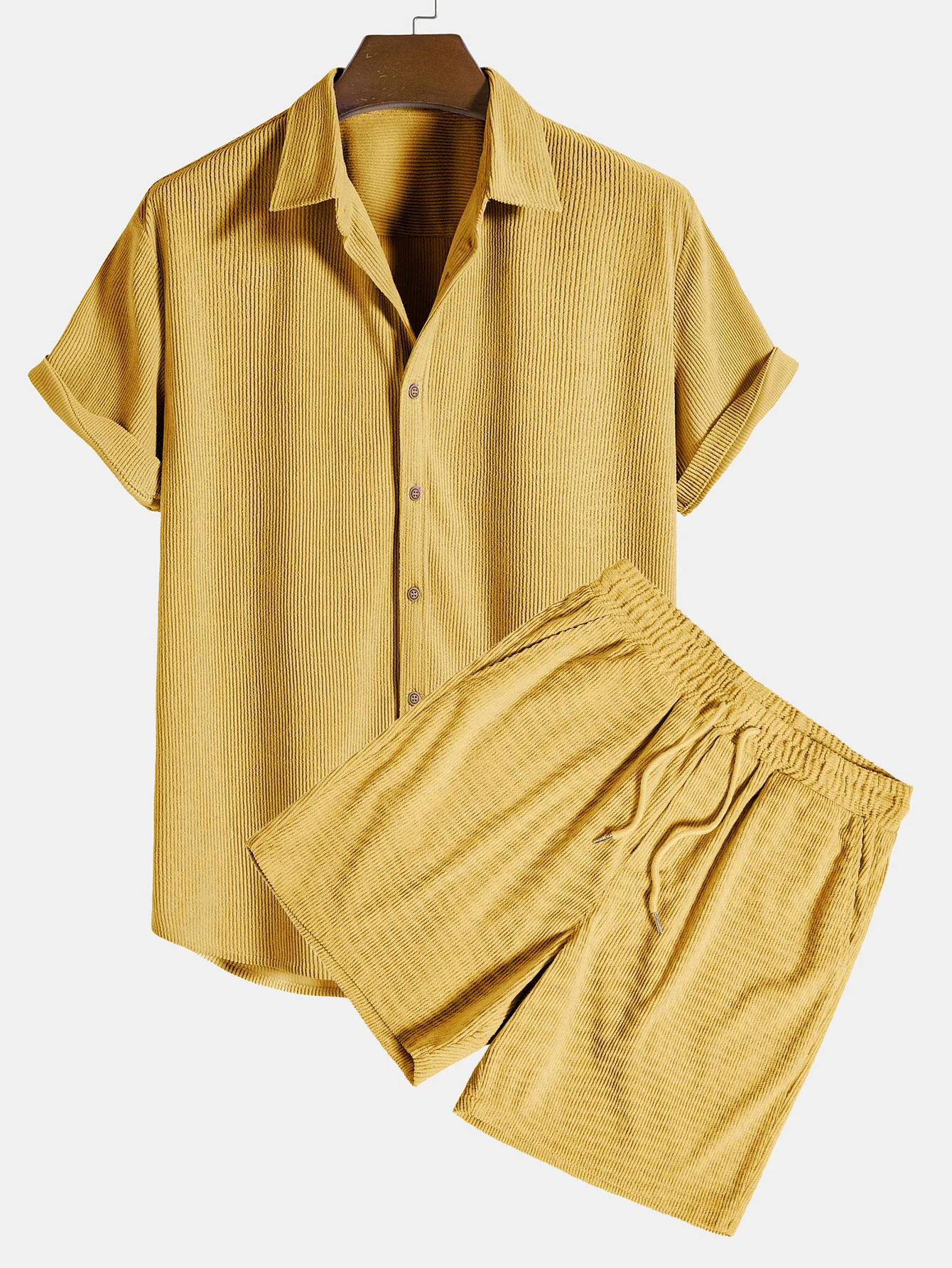 Kurzärmliges Cordhemd mit Knöpfen & Shorts - Image 6