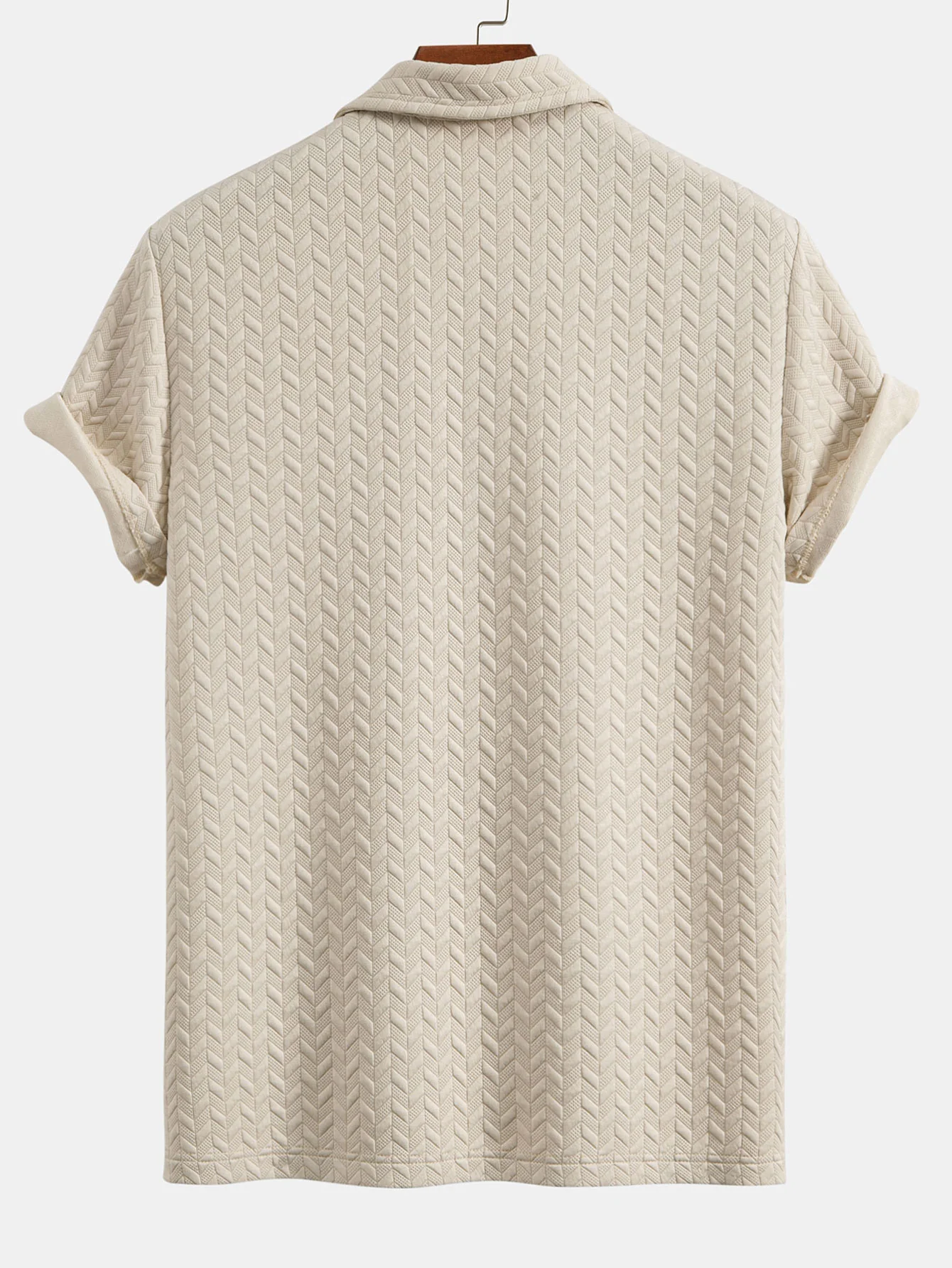 Kurzarm-Jacquard-Textur-Polo - Image 2