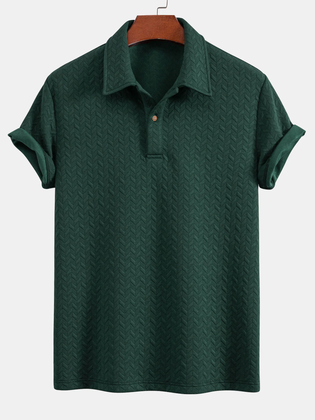 Kurzarm-Jacquard-Textur-Polo - Image 3