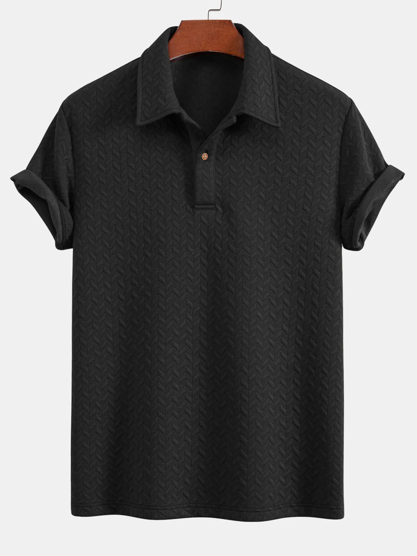 Kurzarm-Jacquard-Textur-Polo - Image 5