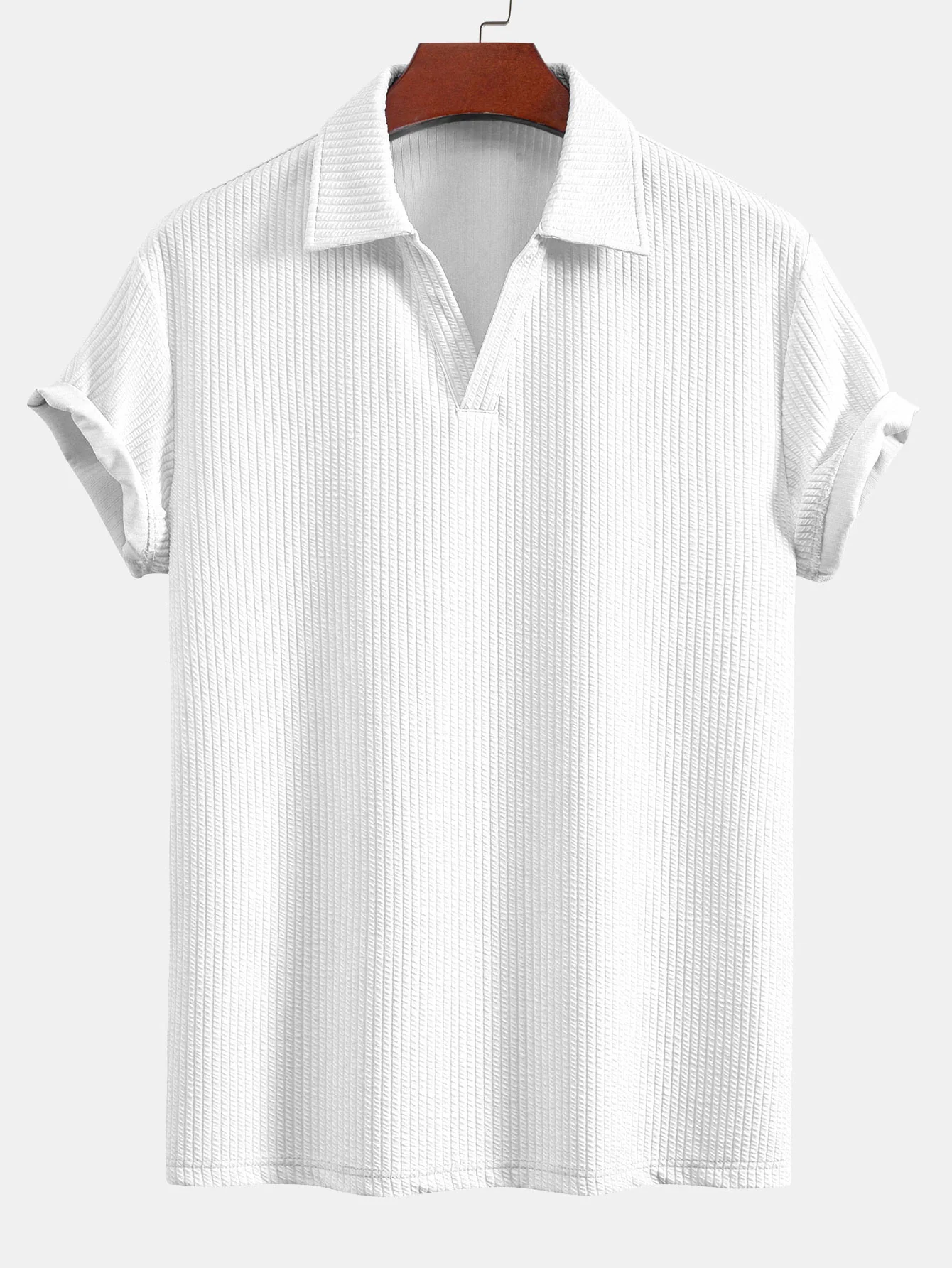 Kurzarm V-Ausschnitt Ripp-Polo - Image 7