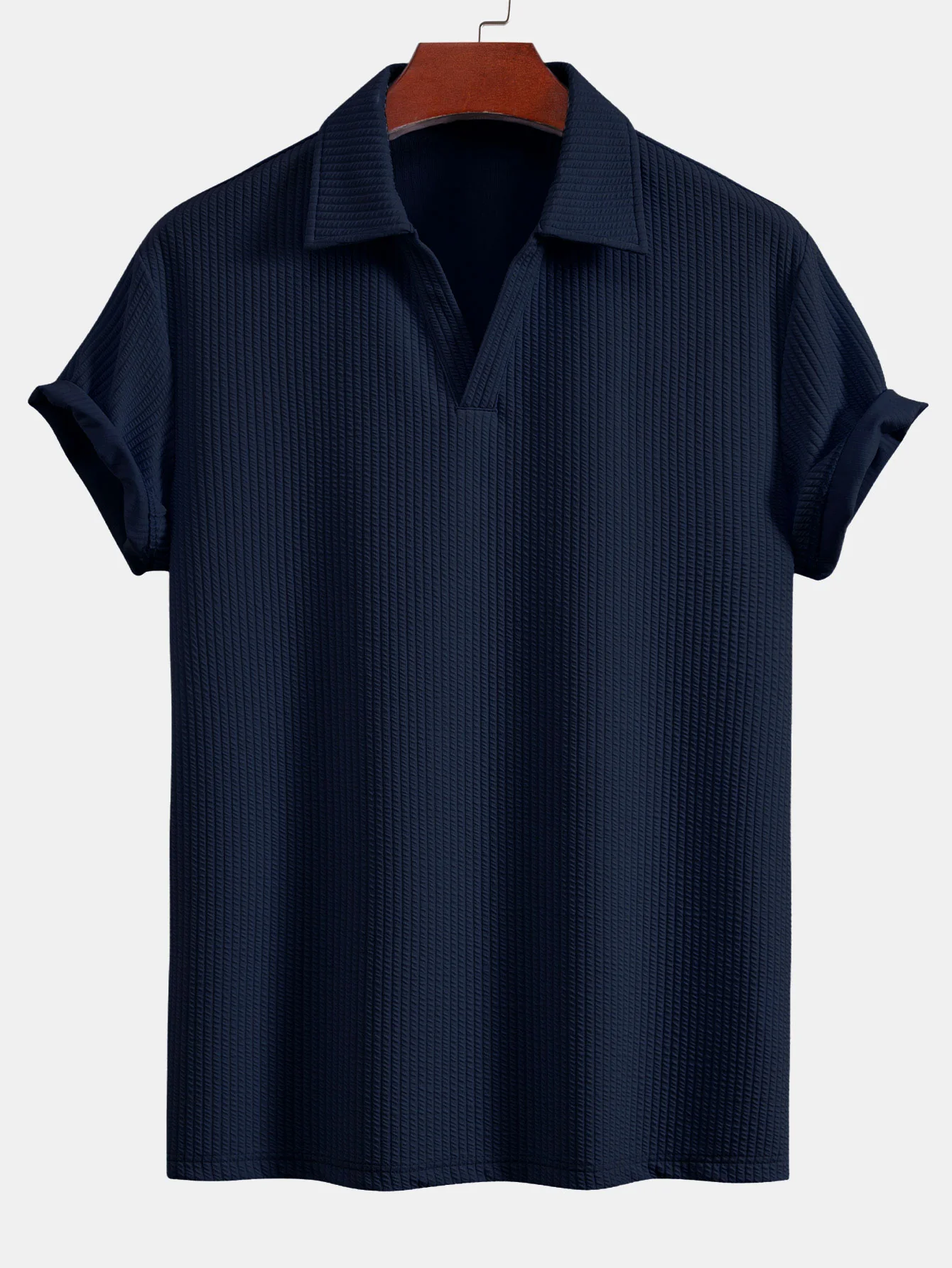 Kurzarm V-Ausschnitt Ripp-Polo - Image 9