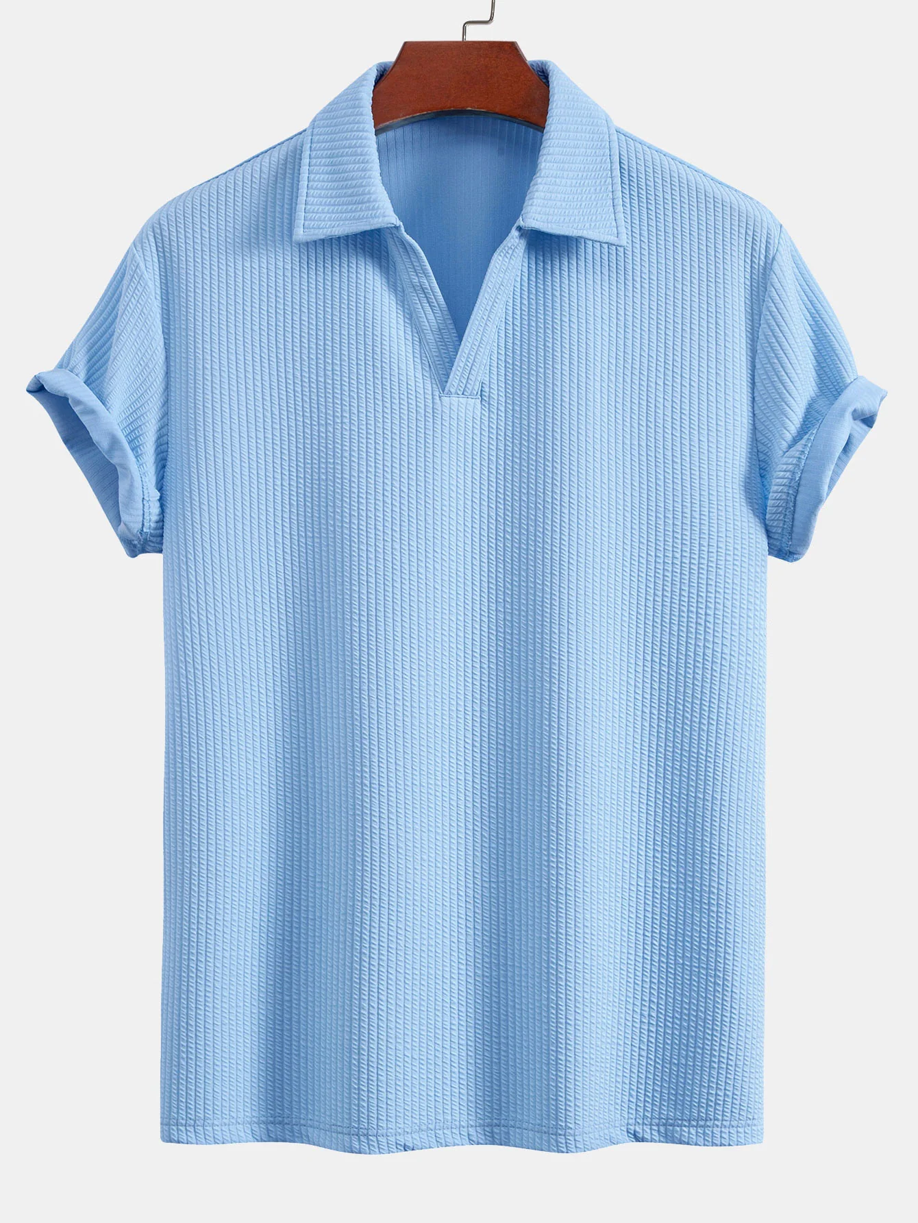 Kurzarm V-Ausschnitt Ripp-Polo - Image 3
