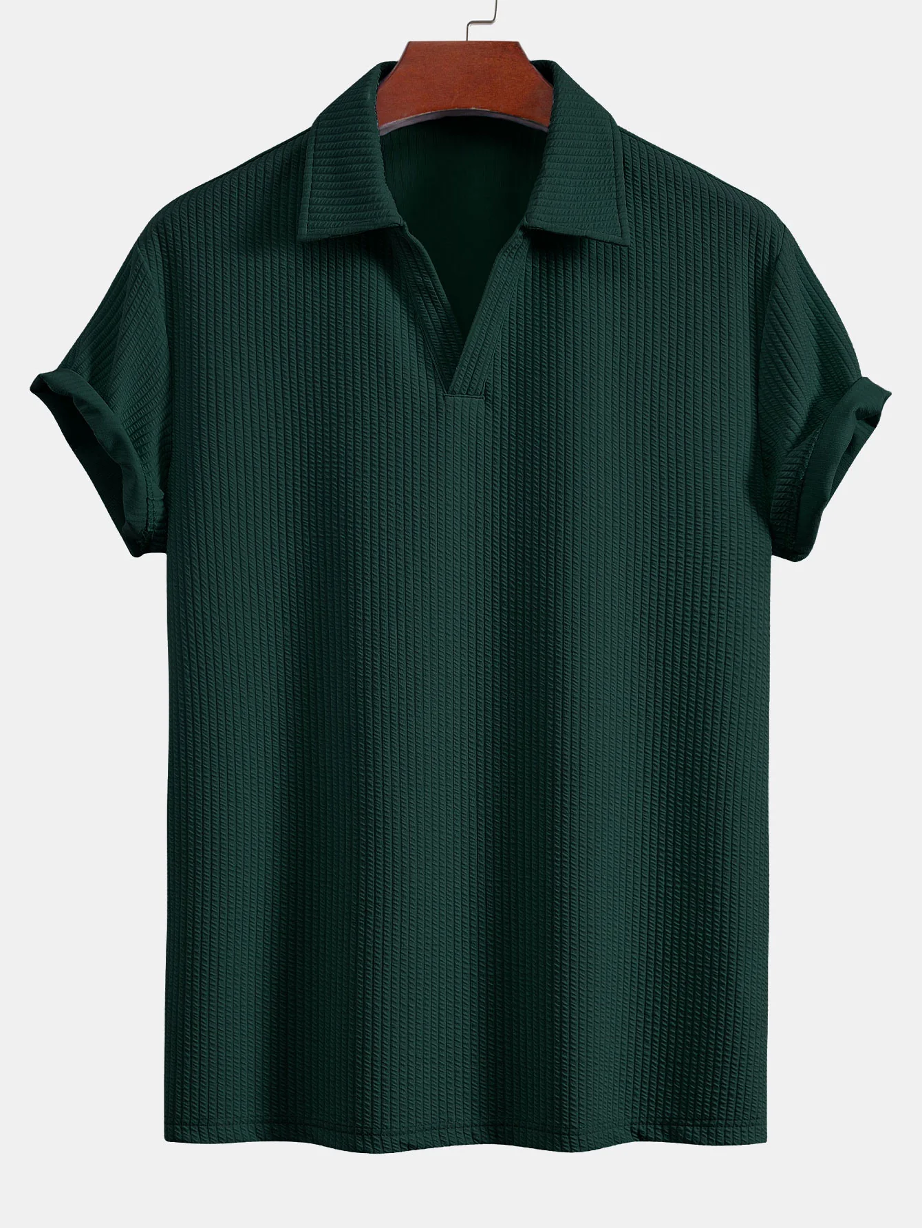 Kurzarm V-Ausschnitt Ripp-Polo - Image 5
