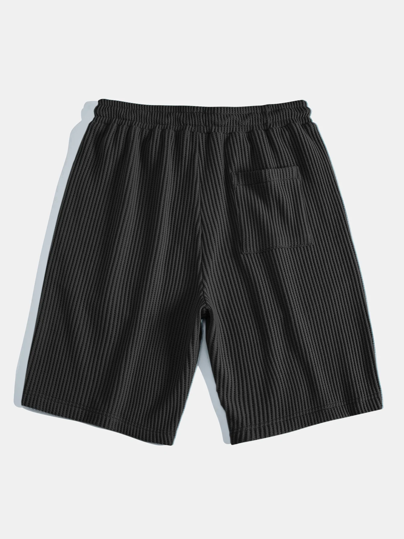 Kurzärmliges Waffel V-Ausschnitt Polo & Kordelzug Strick Waffel Shorts - Image 6