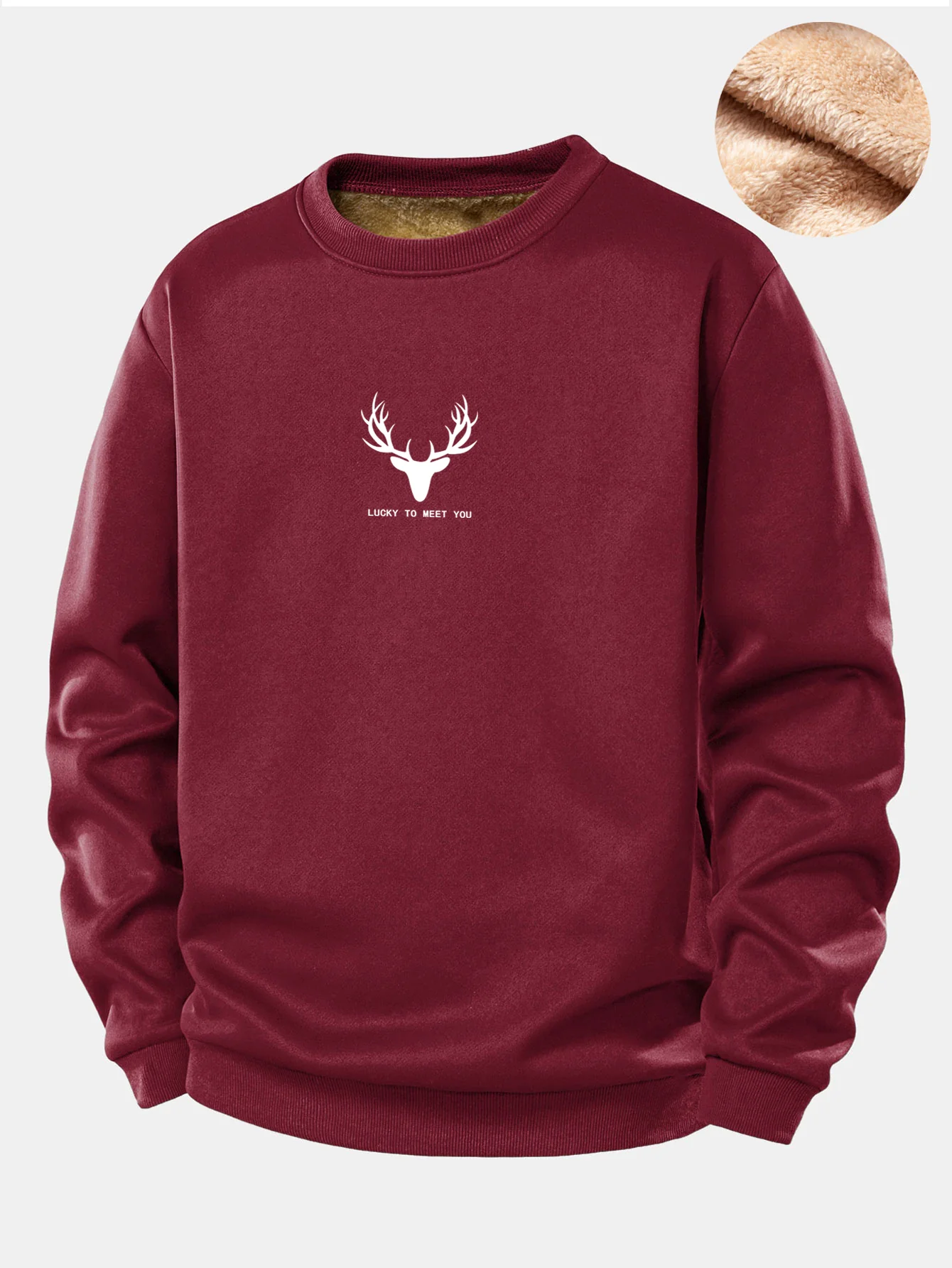 Silhouette Kopf Hirsch Druck Teddy Fleece Gefüttertes Sweatshirt - Image 4