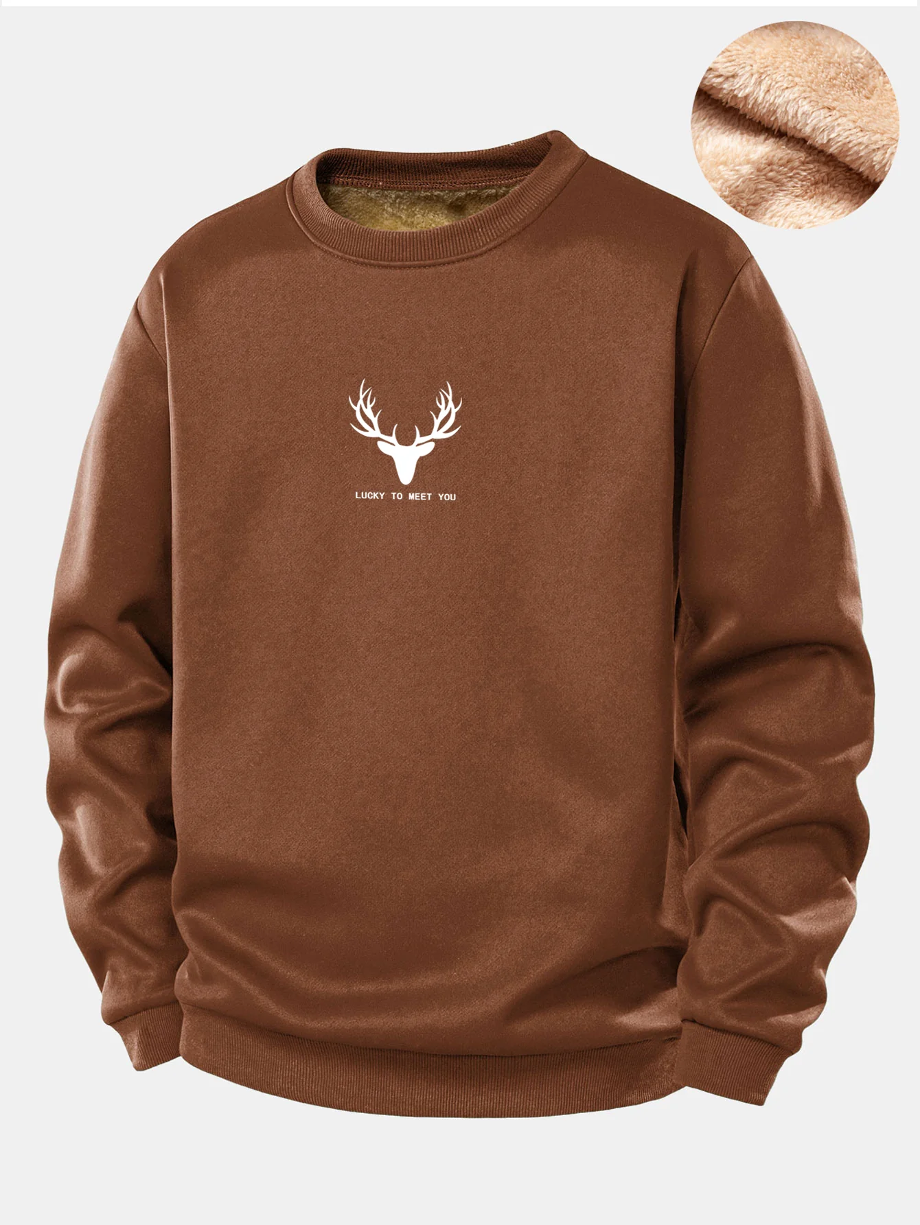 Silhouette Kopf Hirsch Druck Teddy Fleece Gefüttertes Sweatshirt - Image 5
