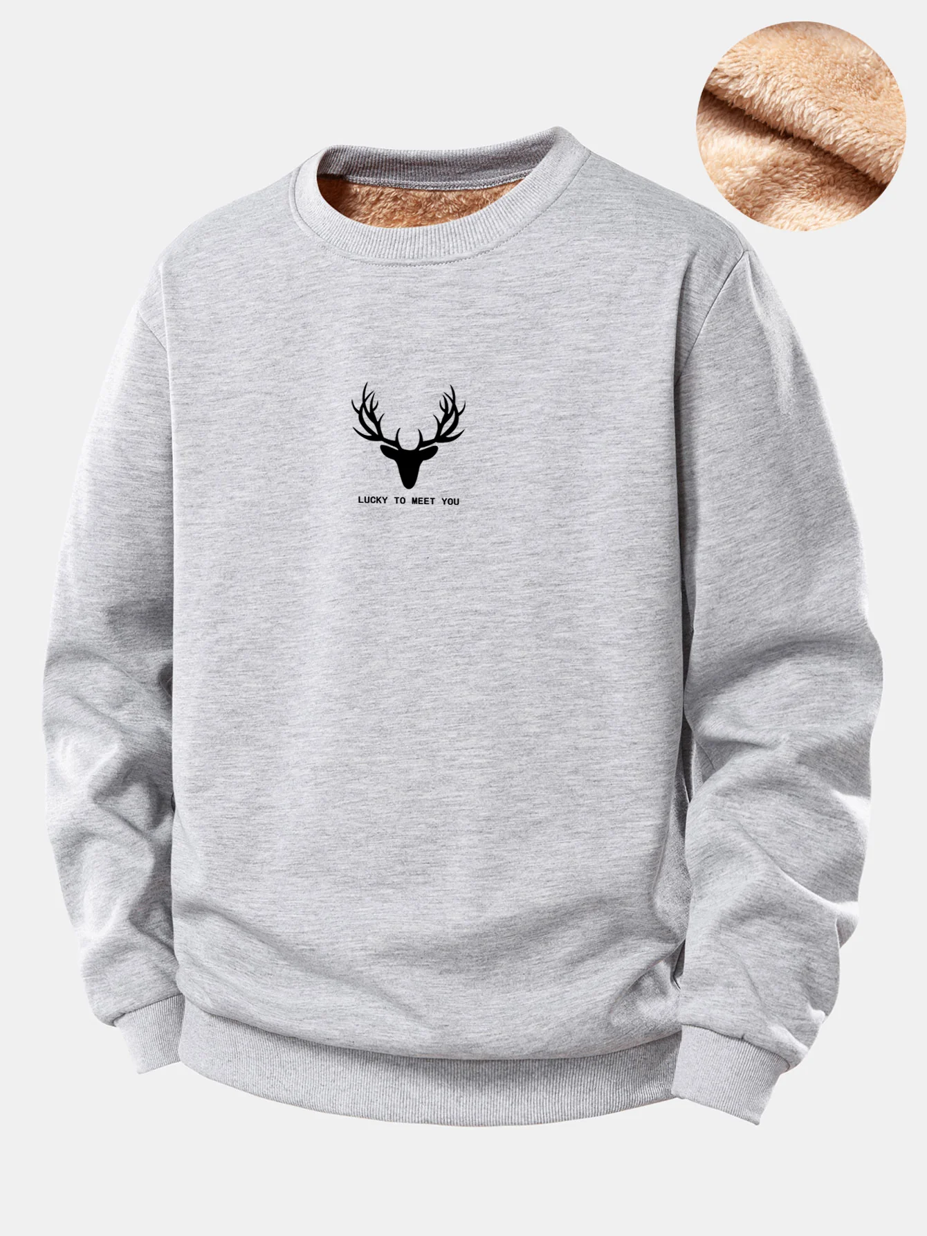 Silhouette Kopf Hirsch Druck Teddy Fleece Gefüttertes Sweatshirt - Image 7