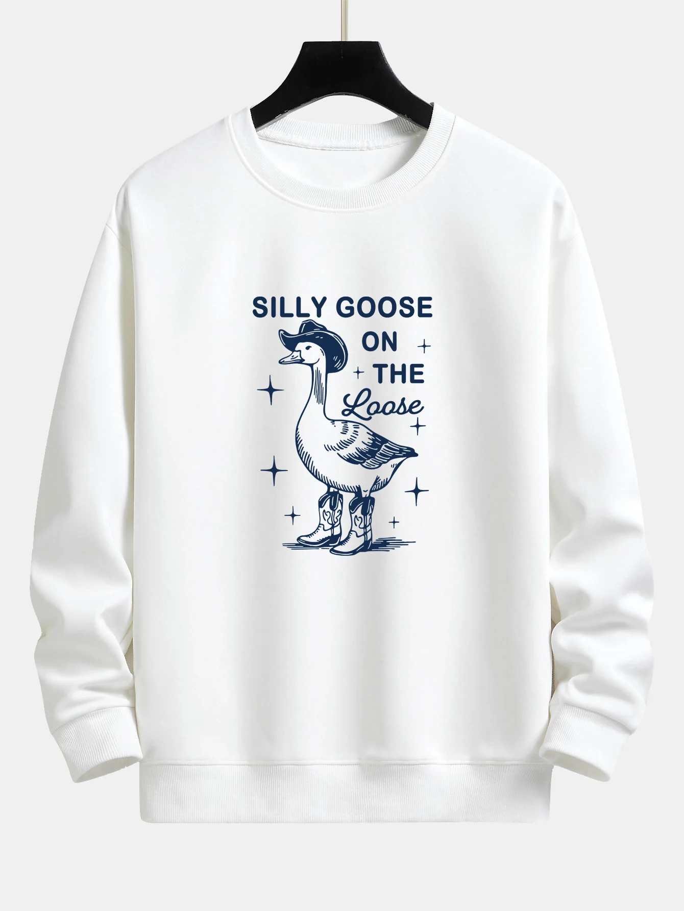 Lustiges Cowboy-Gans-Druck Sweatshirt mit lockerem Schnitt