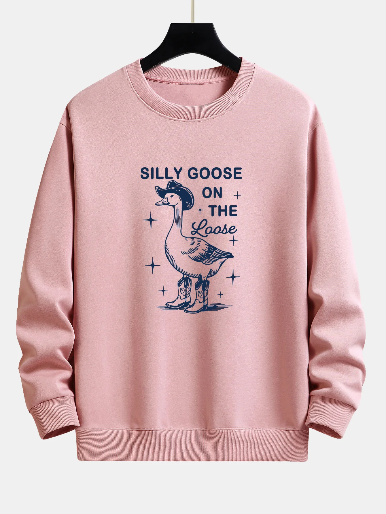 Lustiges Cowboy-Gans-Druck Sweatshirt mit lockerem Schnitt - Image 2