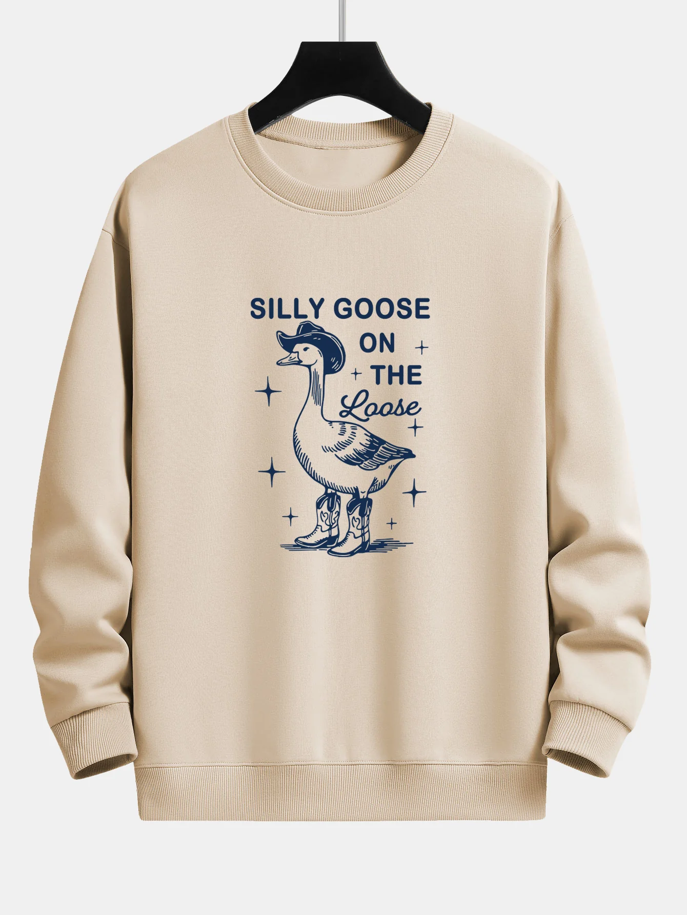 Lustiges Cowboy-Gans-Druck Sweatshirt mit lockerem Schnitt - Image 3