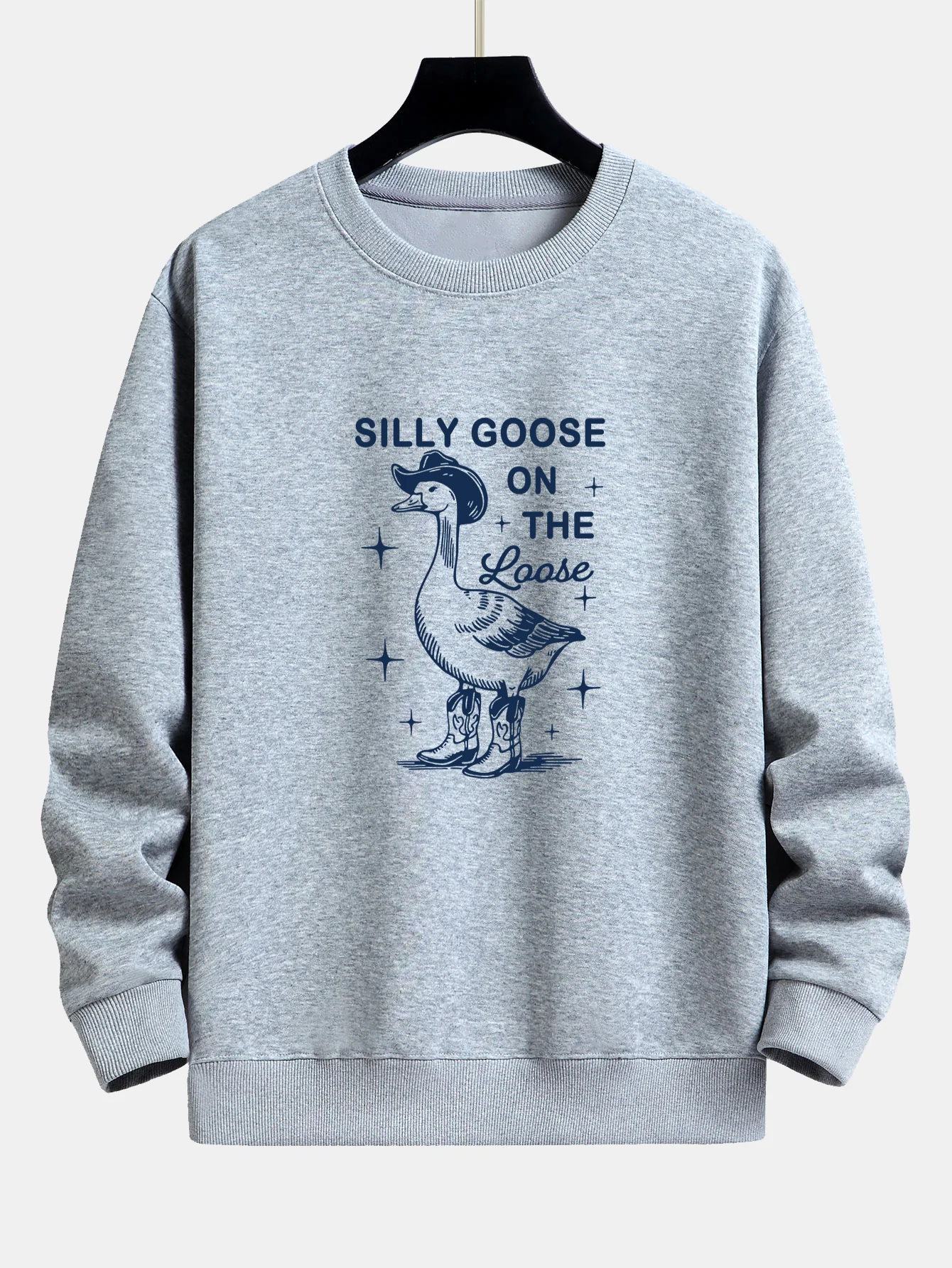 Lustiges Cowboy-Gans-Druck Sweatshirt mit lockerem Schnitt - Image 4