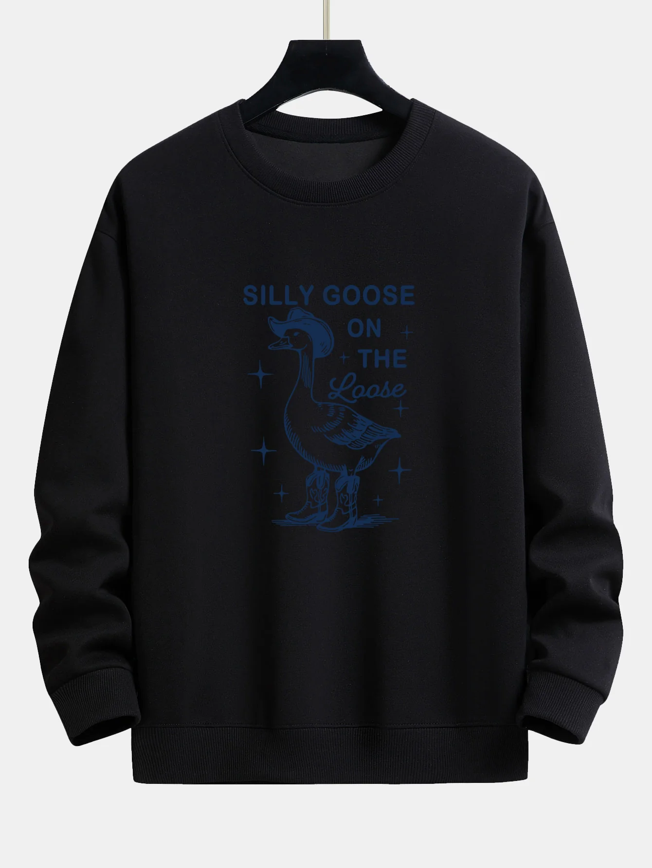 Lustiges Cowboy-Gans-Druck Sweatshirt mit lockerem Schnitt - Image 5