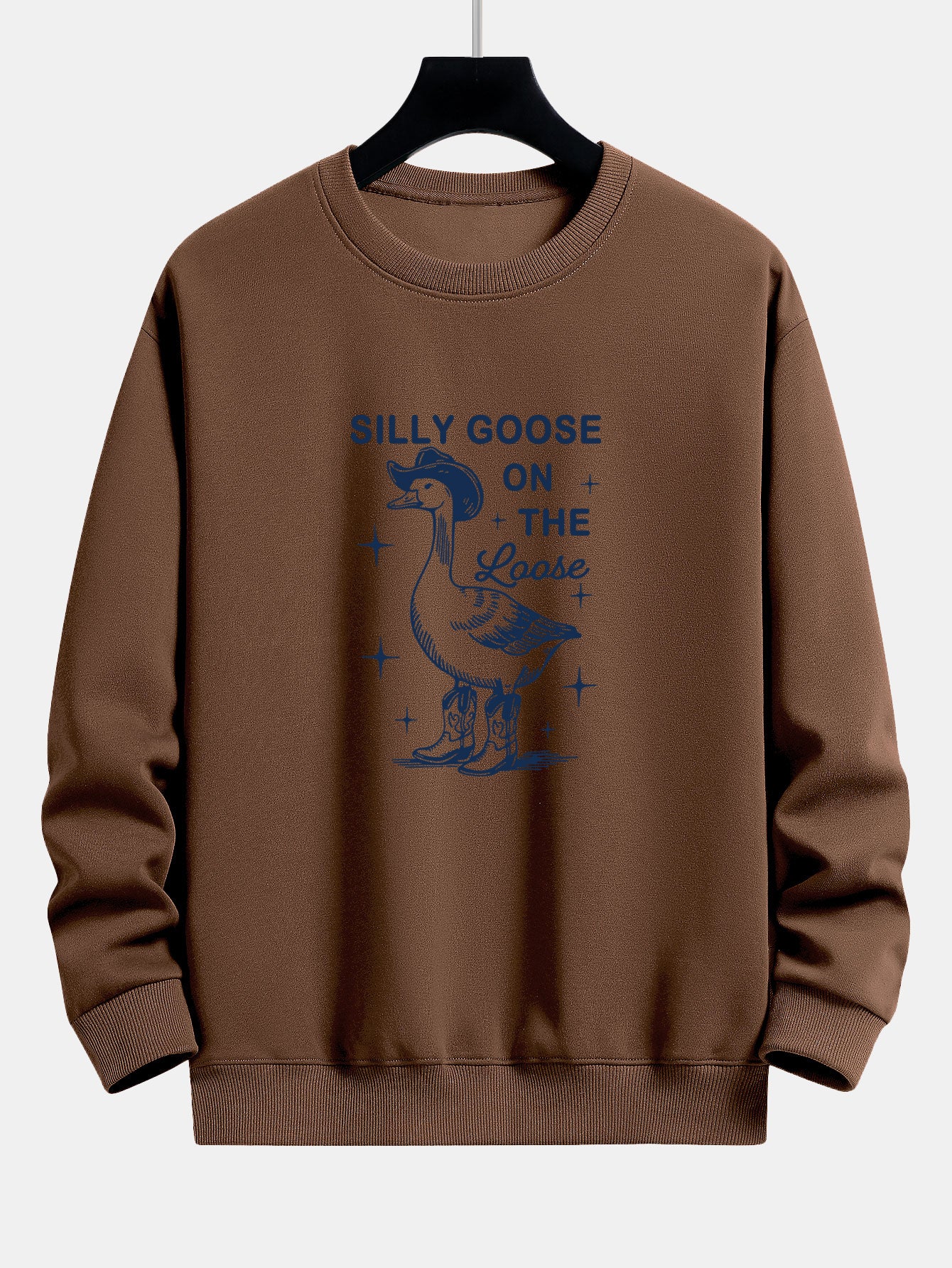Lustiges Cowboy-Gans-Druck Sweatshirt mit lockerem Schnitt - Image 7
