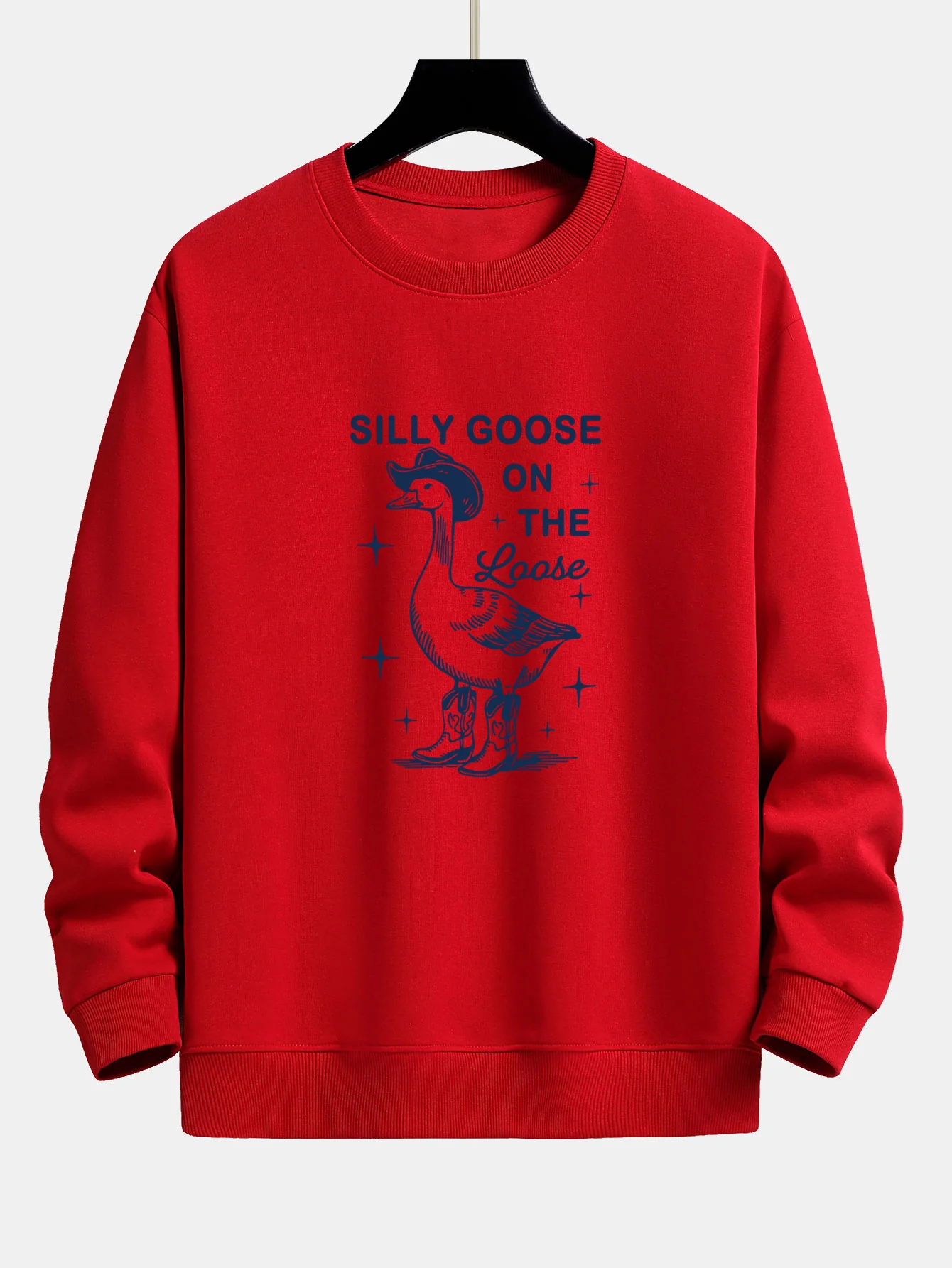 Lustiges Cowboy-Gans-Druck Sweatshirt mit lockerem Schnitt - Image 9