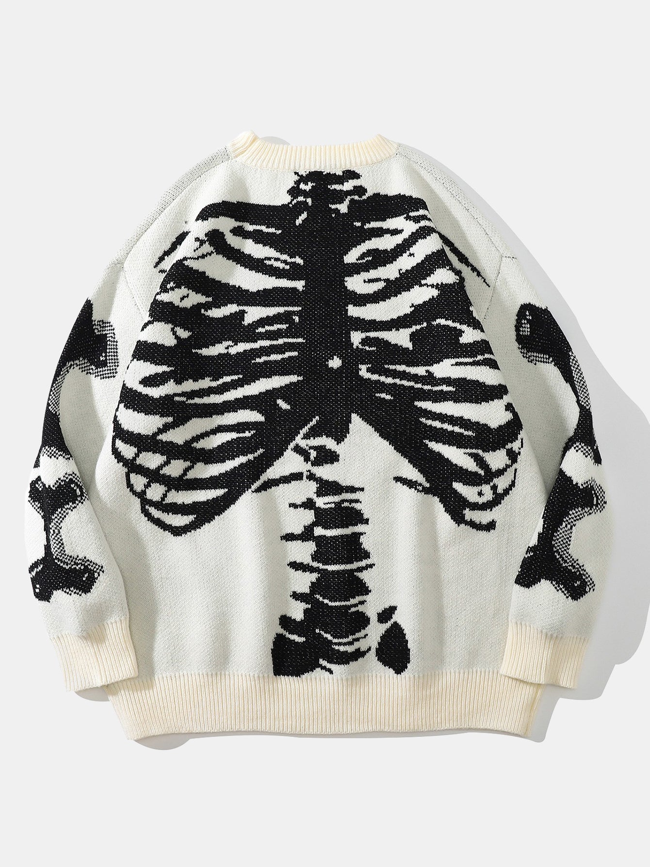 Strickpullover mit Rundhalsausschnitt und Skelett-Rückenprint - Image 3