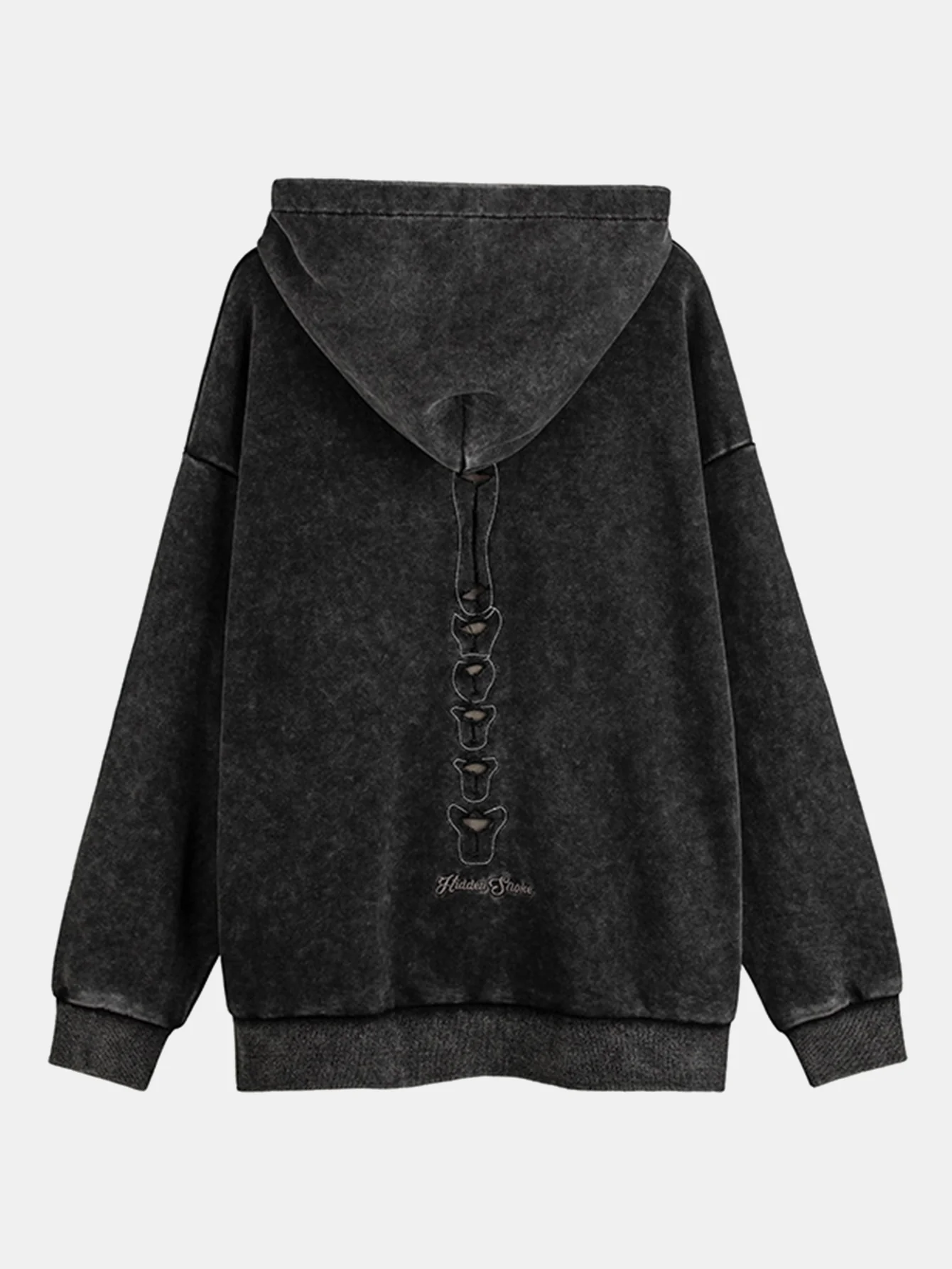 Oversize Skelett Gewaschener Abgenutzter Hoodie - Image 2