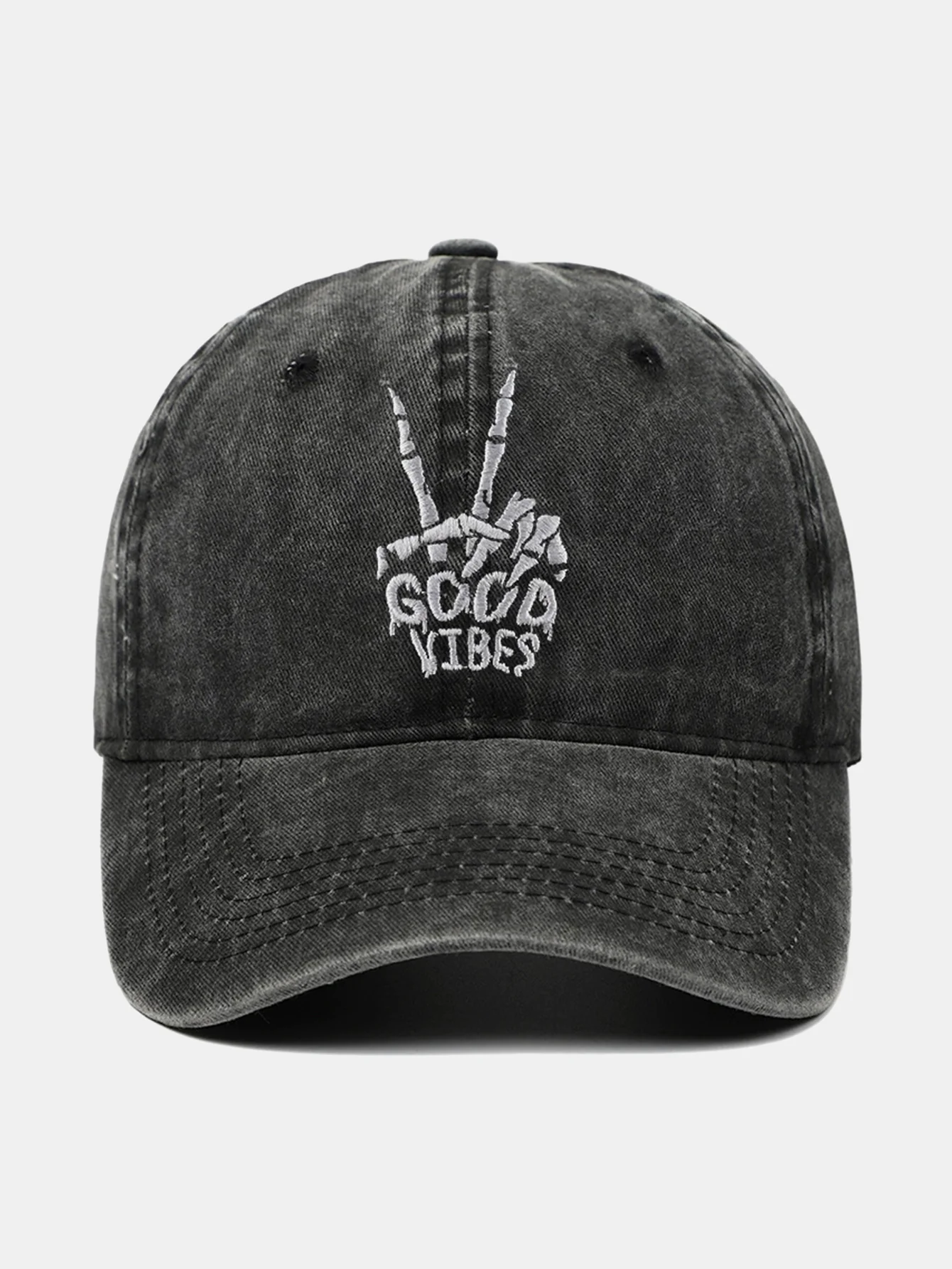 Skull Stickmuster Vintage Abgenutzt Waschbare Baseballmütze - Image 7