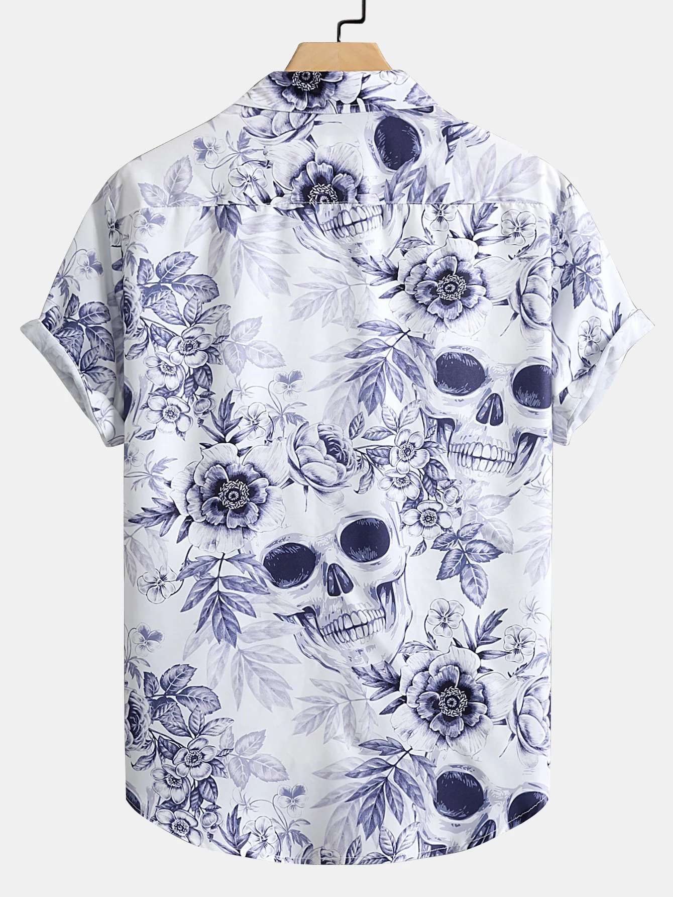 Skull Floral Print Button-Up-Shirt - Image 2