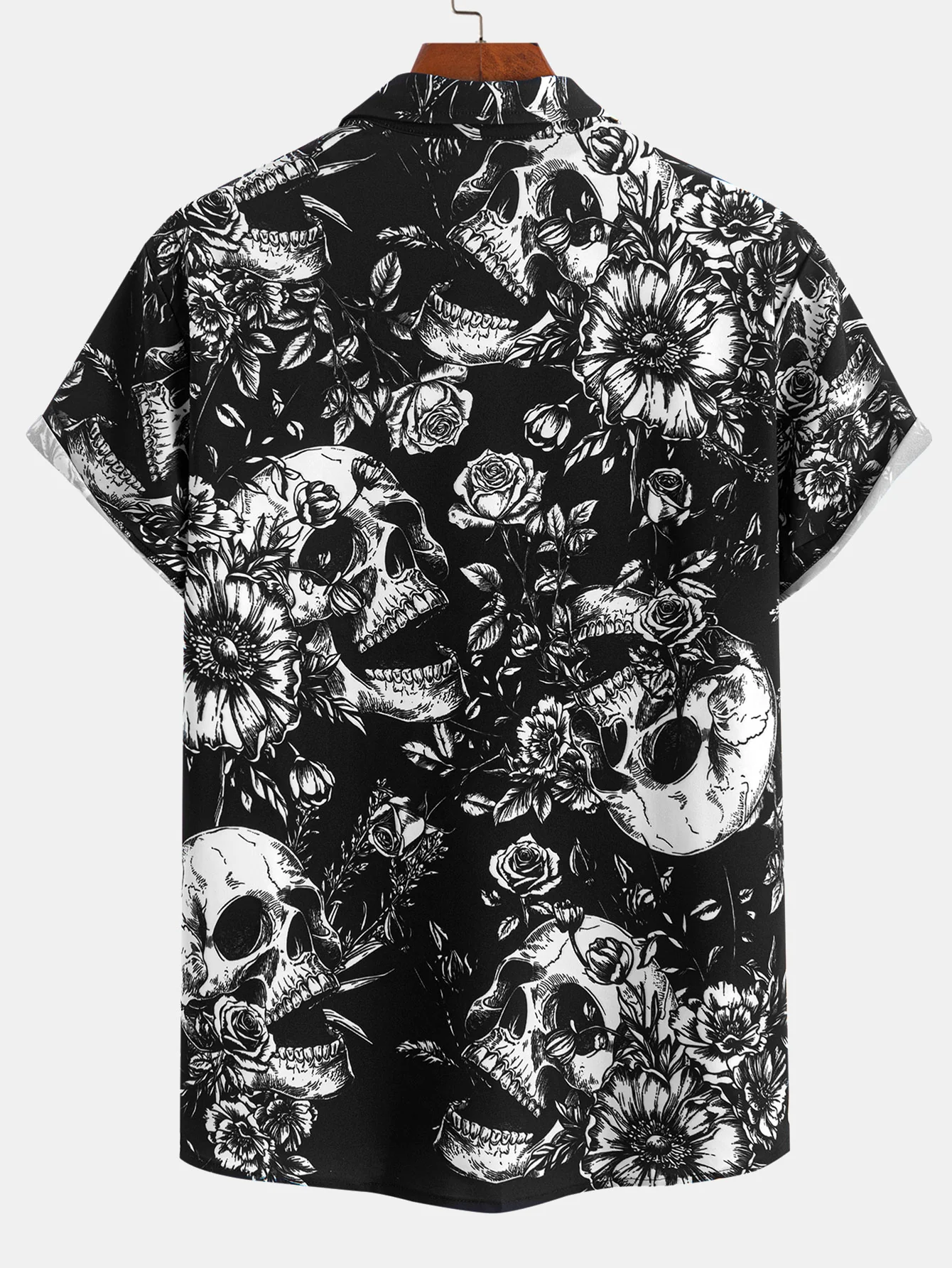 Skull Floral Print Button-Up-Shirt - Image 2