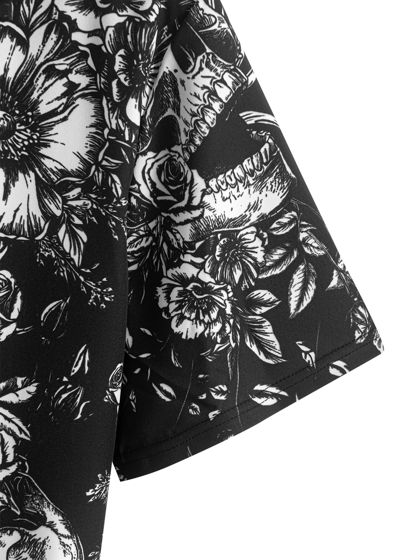 Skull Floral Print Button-Up-Shirt - Image 4