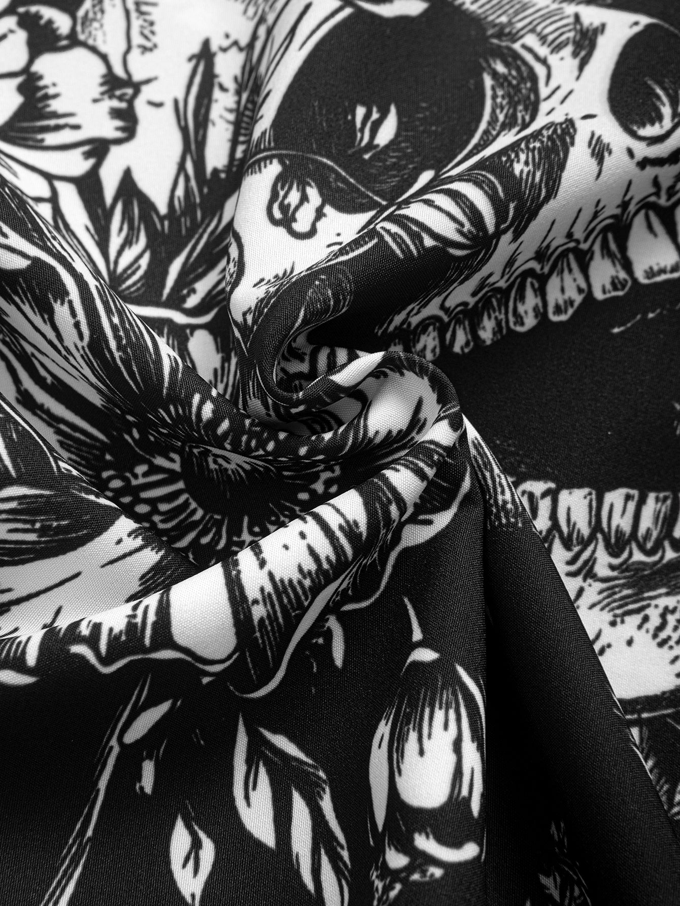 Skull Floral Print Button-Up-Shirt - Image 5