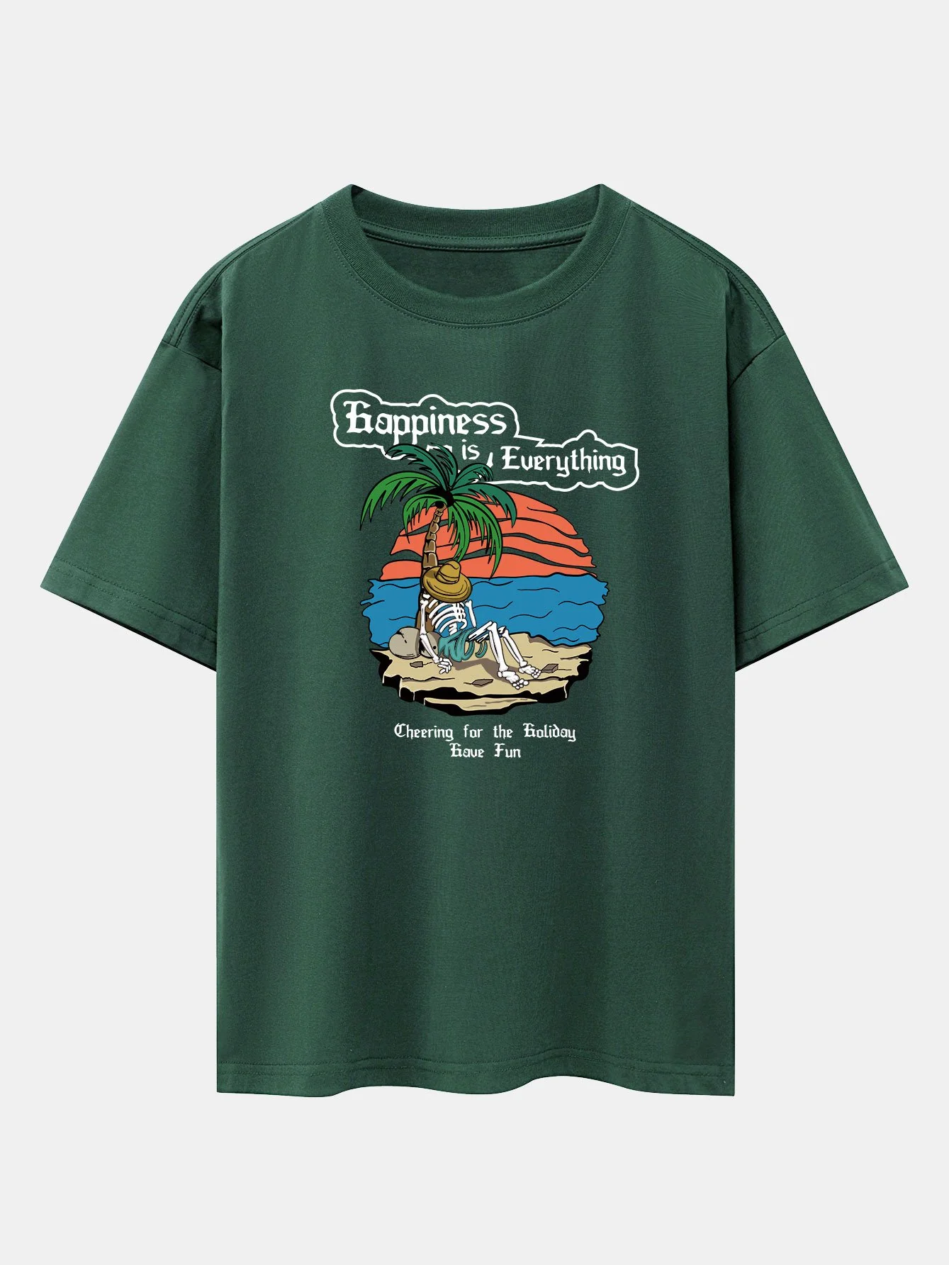 Skull Island Print Drop Shoulder Oversize T-Shirt - Image 10