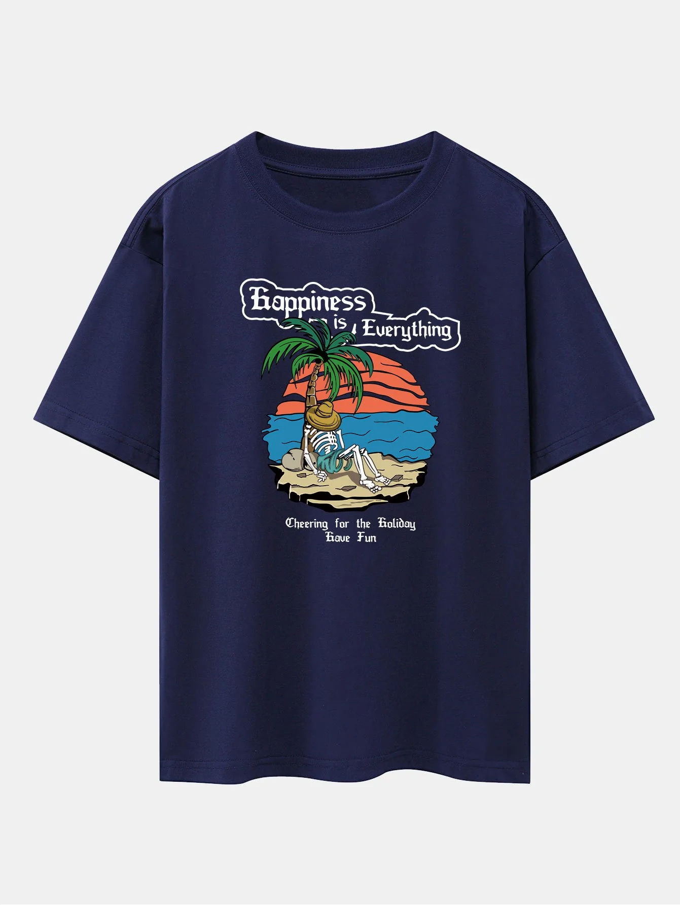 Skull Island Print Drop Shoulder Oversize T-Shirt - Image 11