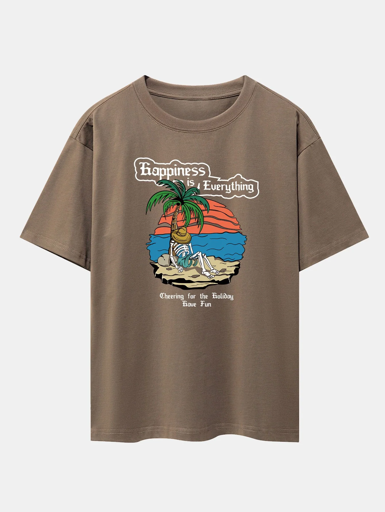 Skull Island Print Drop Shoulder Oversize T-Shirt - Image 12