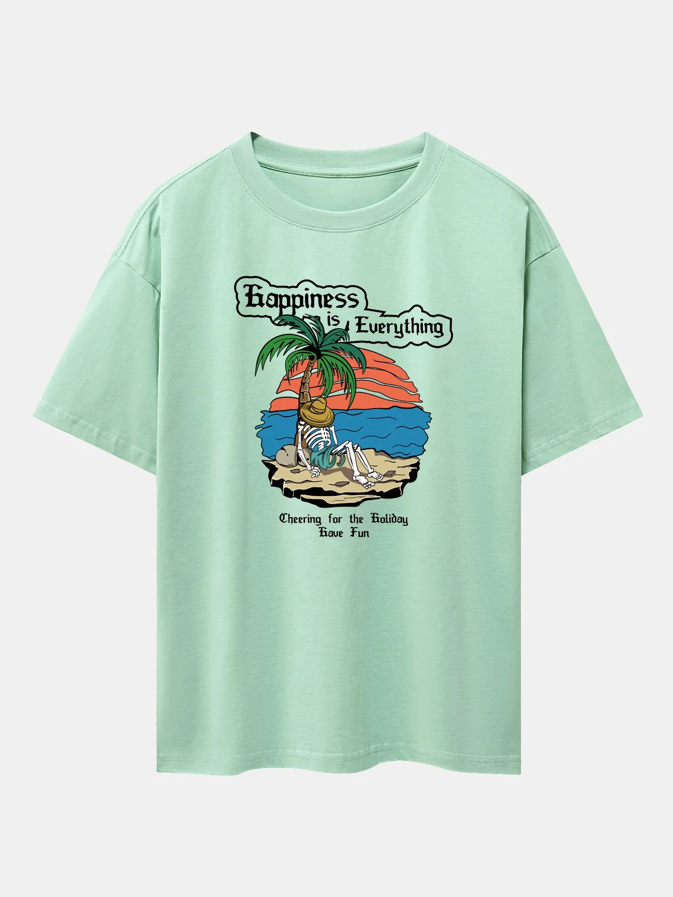 Skull Island Print Drop Shoulder Oversize T-Shirt - Image 13
