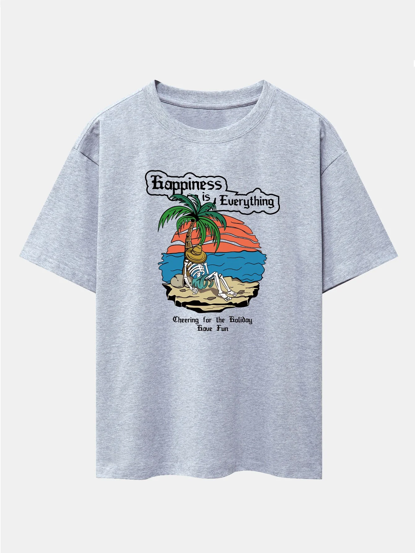 Skull Island Print Drop Shoulder Oversize T-Shirt - Image 14