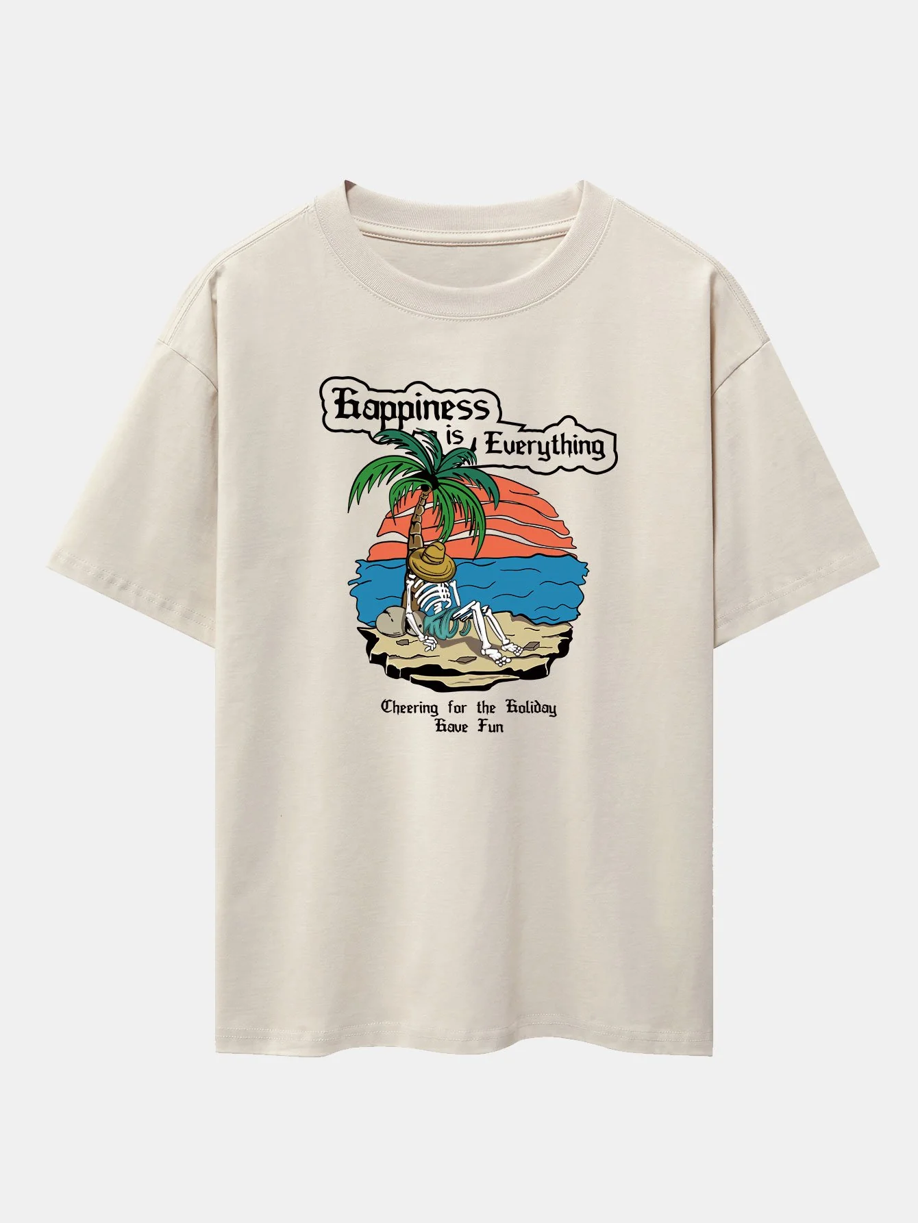 Skull Island Print Drop Shoulder Oversize T-Shirt - Image 2