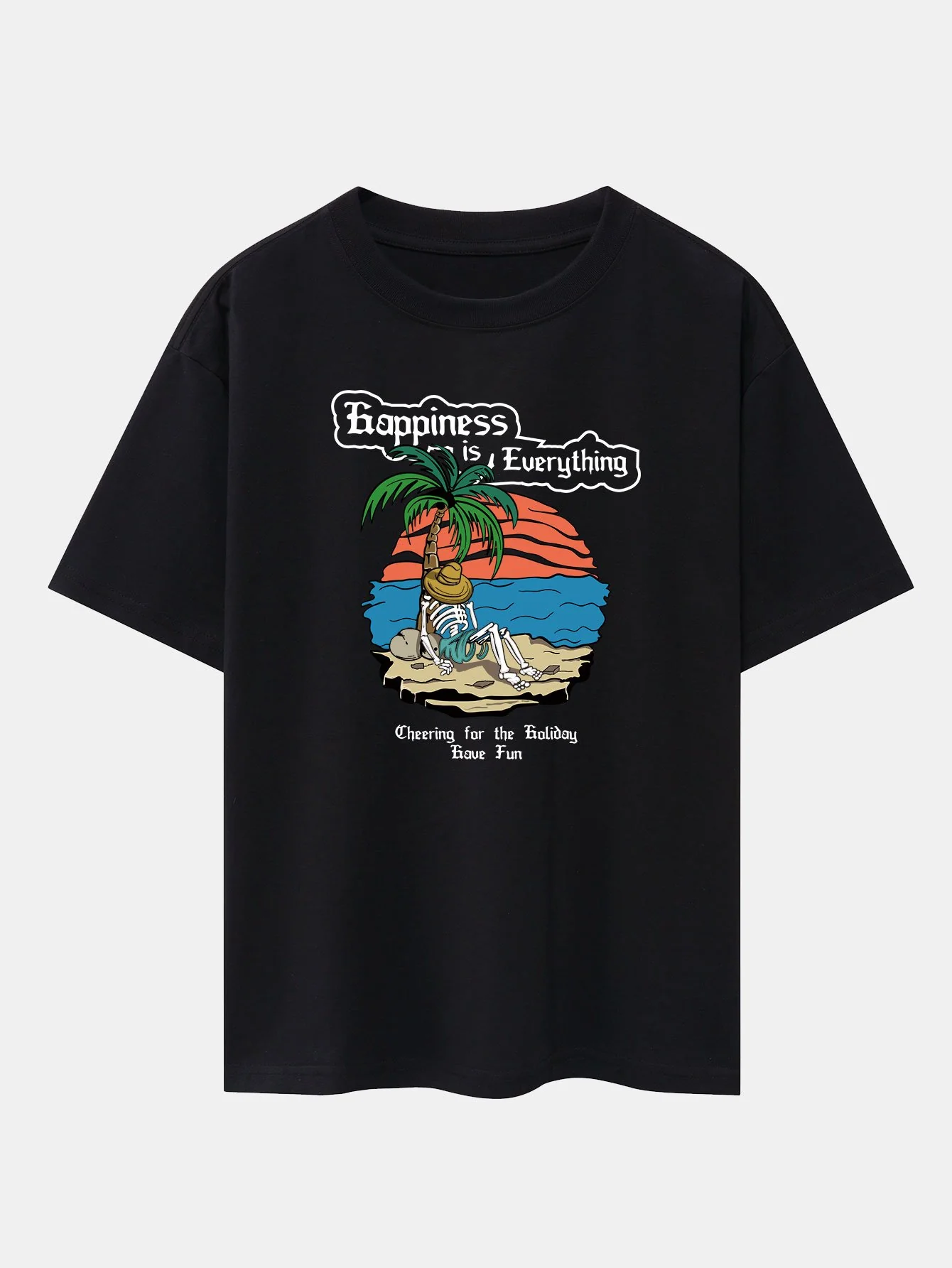 Skull Island Print Drop Shoulder Oversize T-Shirt - Image 5