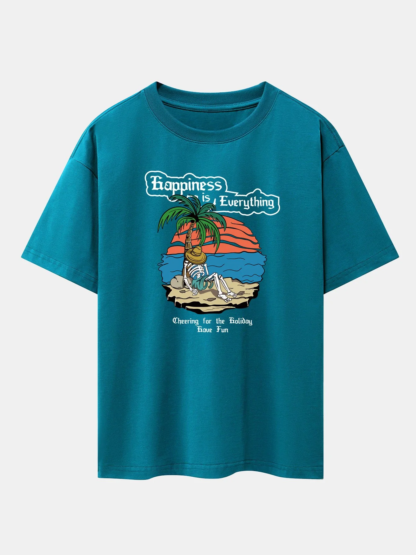 Skull Island Print Drop Shoulder Oversize T-Shirt - Image 6