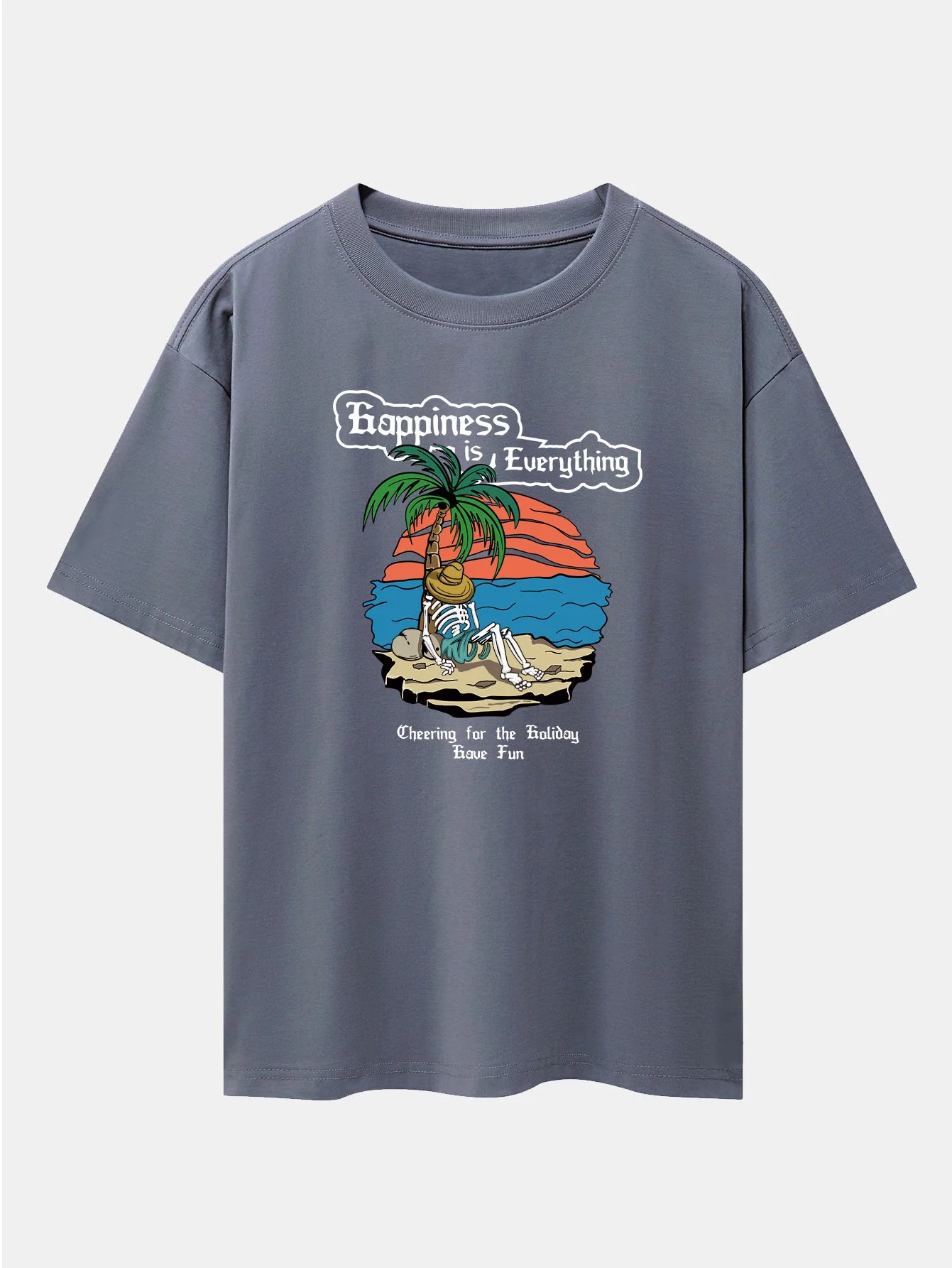 Skull Island Print Drop Shoulder Oversize T-Shirt - Image 7