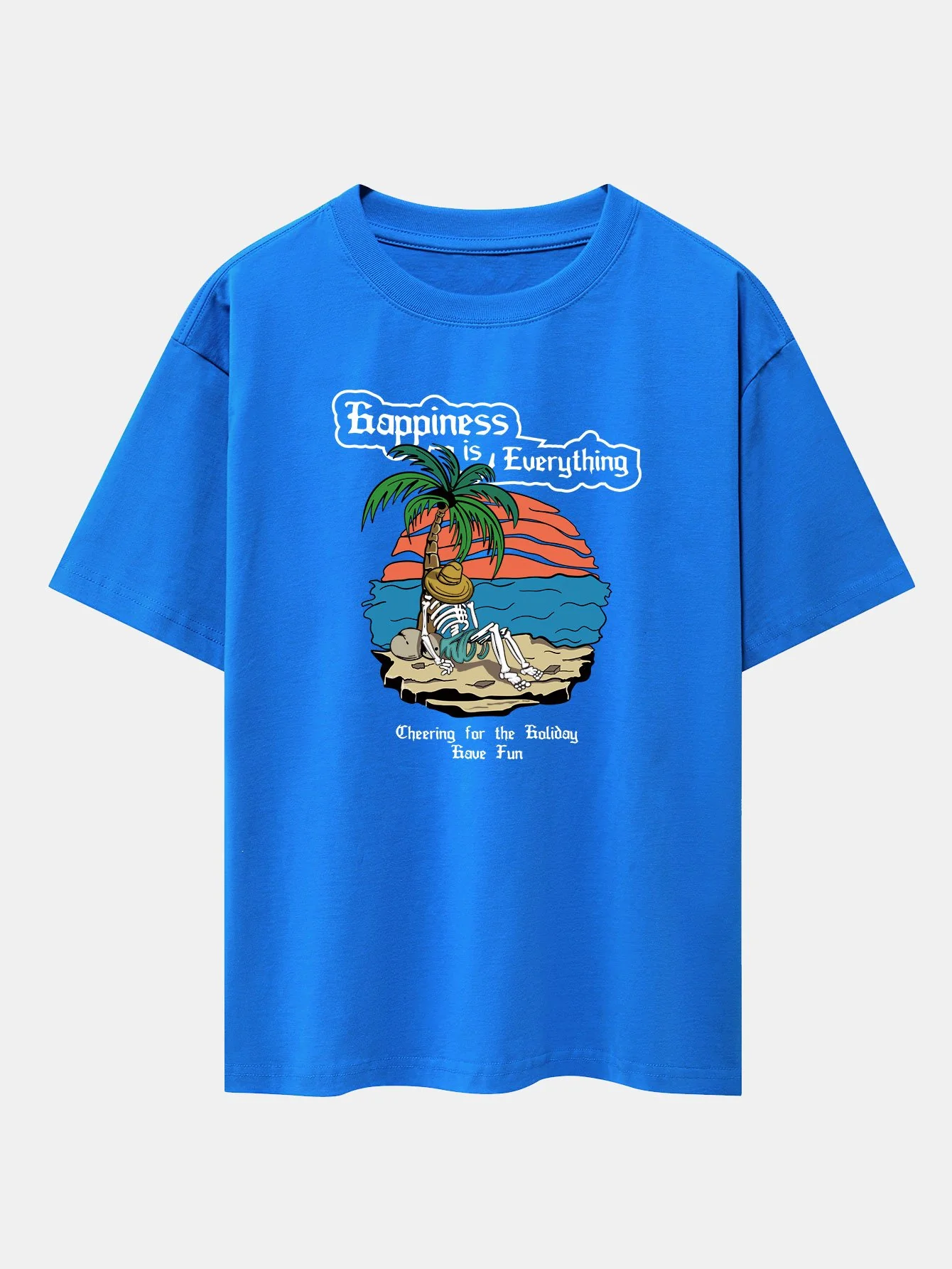 Skull Island Print Drop Shoulder Oversize T-Shirt - Image 8