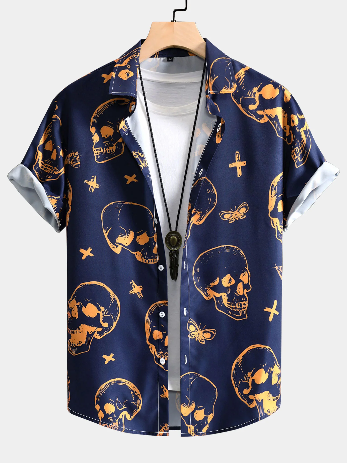 Skull Print Button-Up Hemd