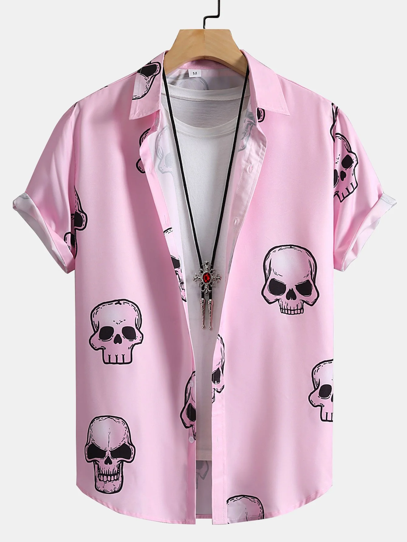 Skull Print Button-Up Hemd