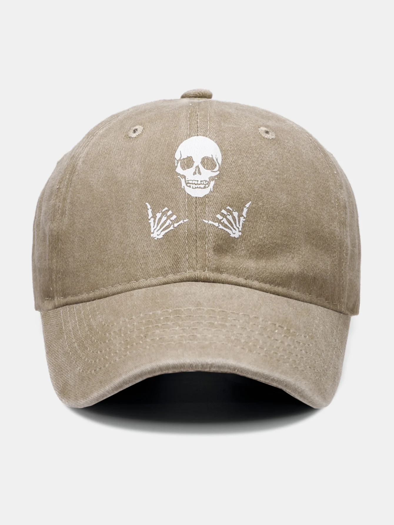 Baseballkappe mit Totenkopf-Print, gewaschen und im Used-Look - Image 2