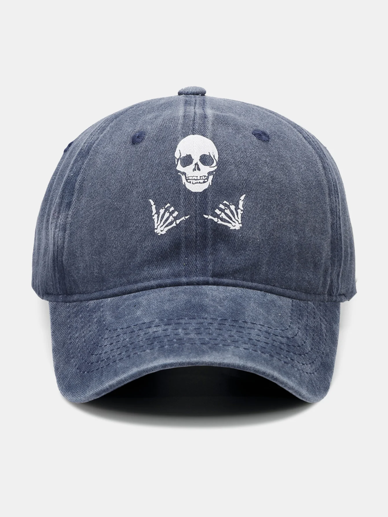 Baseballkappe mit Totenkopf-Print, gewaschen und im Used-Look - Image 3