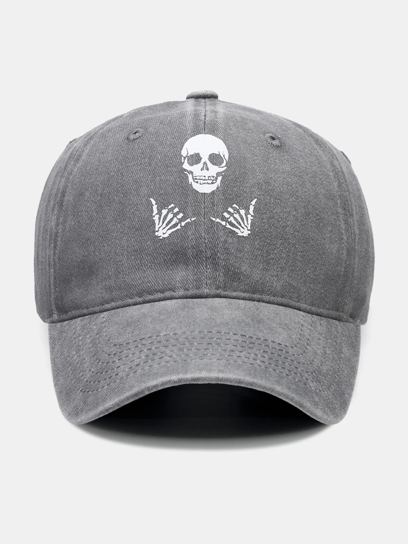 Baseballkappe mit Totenkopf-Print, gewaschen und im Used-Look - Image 4