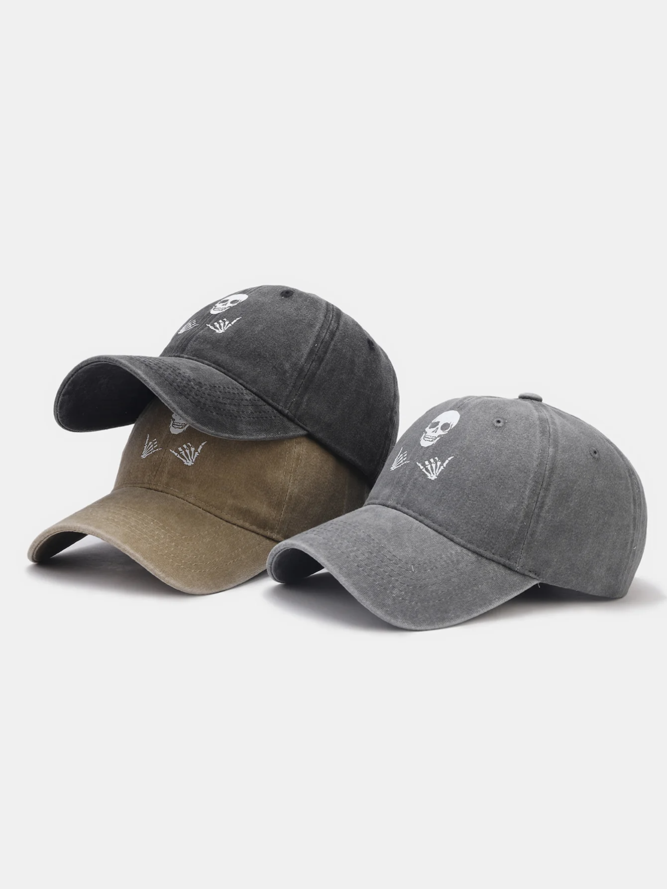 Baseballkappe mit Totenkopf-Print, gewaschen und im Used-Look - Image 7