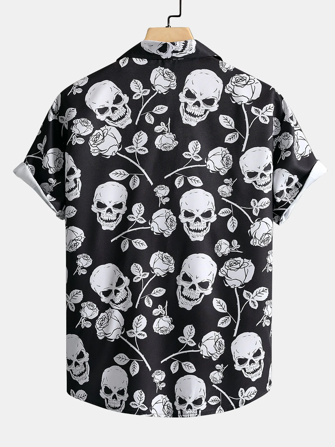 Skull Rose Print Button-Up-Hemd - Image 2