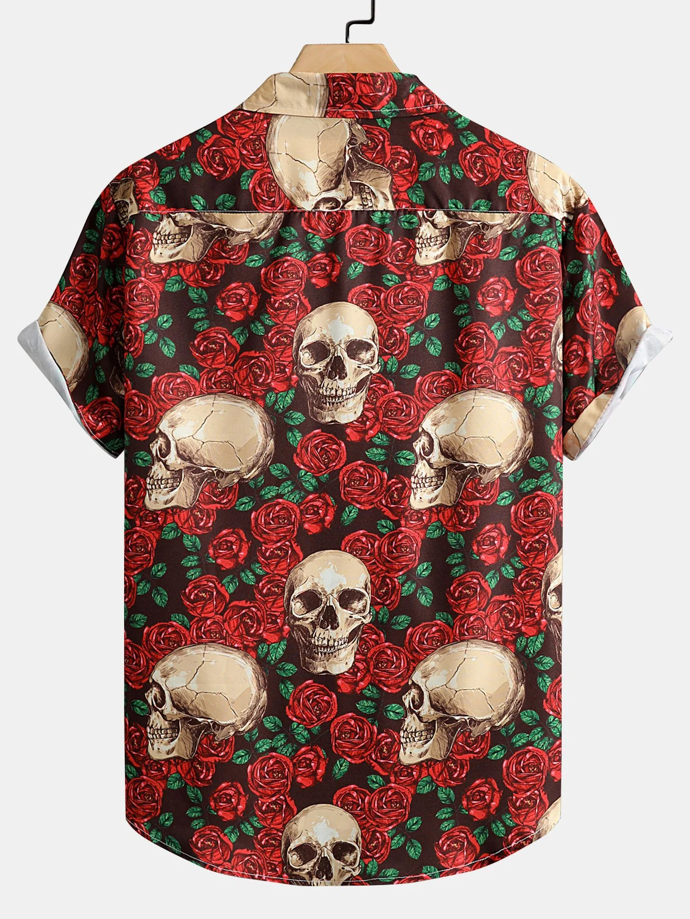 Skull Rose Print Button-Up-Hemd - Image 2
