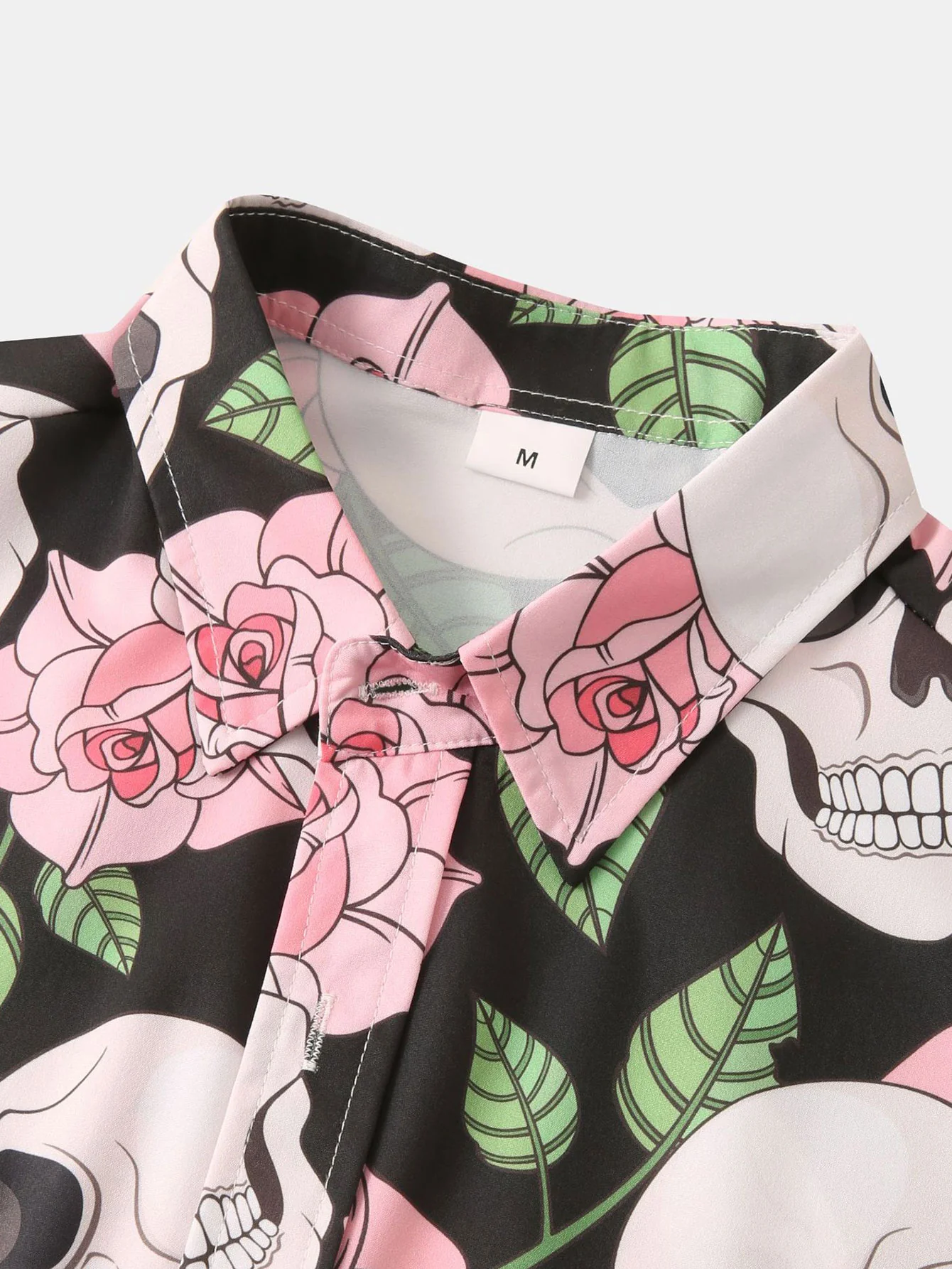 Skull Rose Print Button-Up-Hemd - Image 3