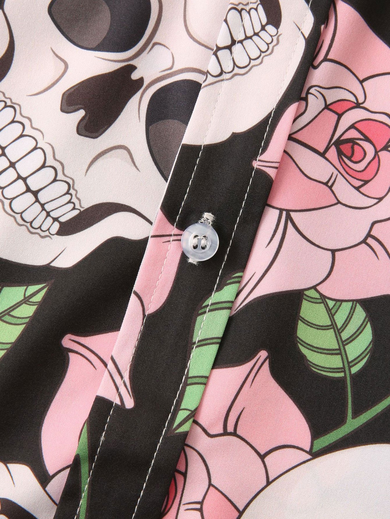 Skull Rose Print Button-Up-Hemd - Image 4