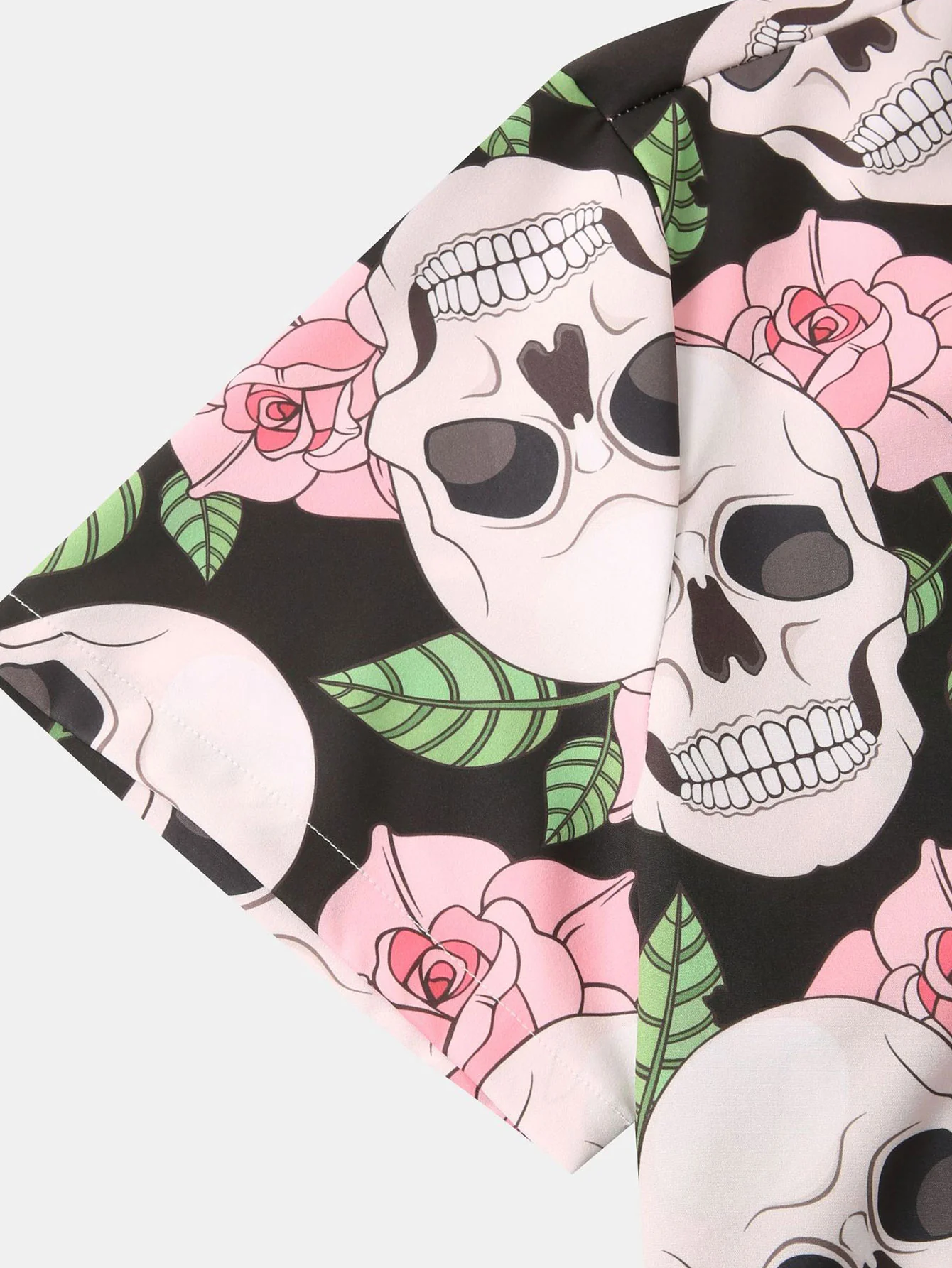 Skull Rose Print Button-Up-Hemd - Image 5